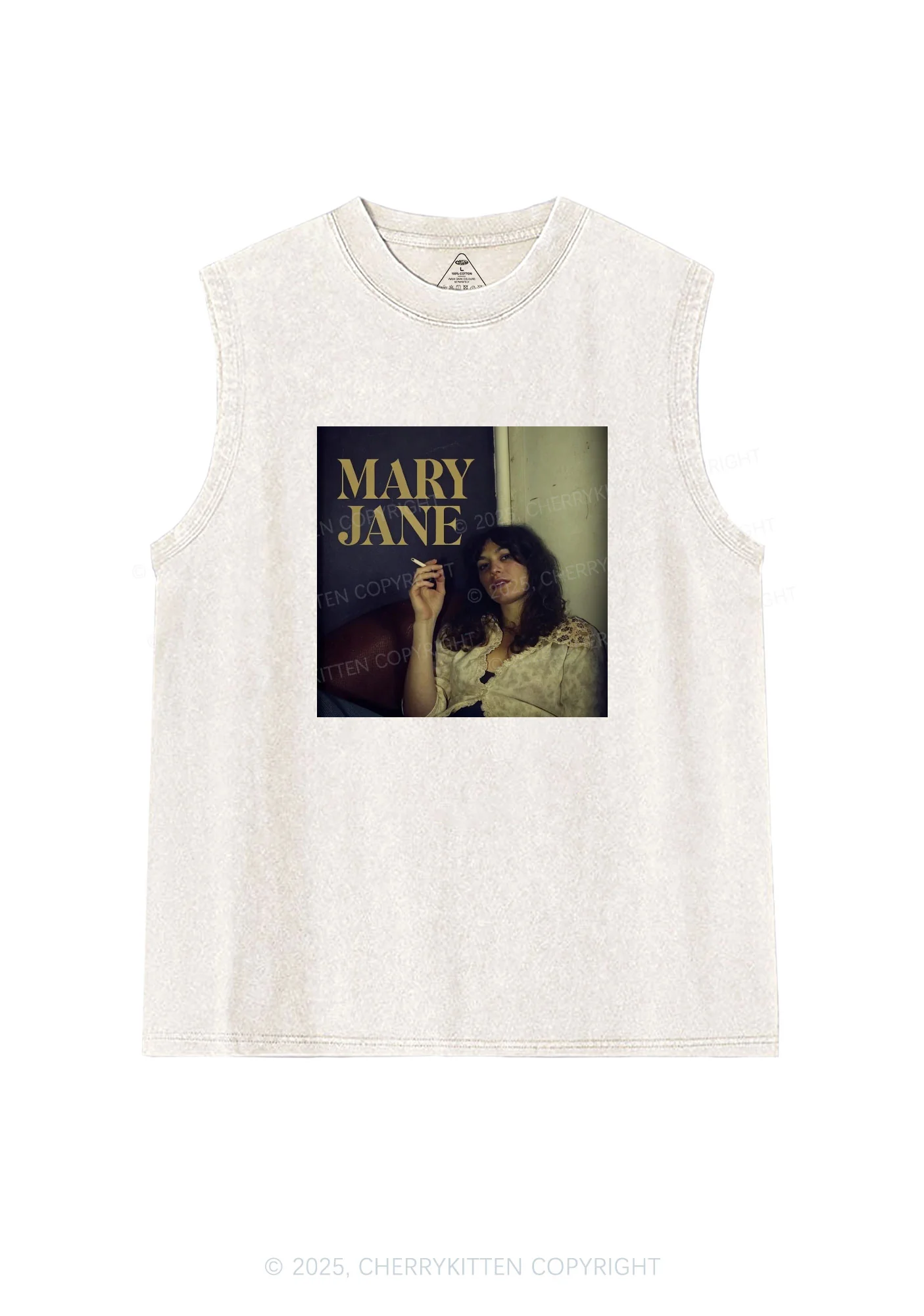 Smoking Woman Y2K Washed Tank Cherrykitten - Image 4