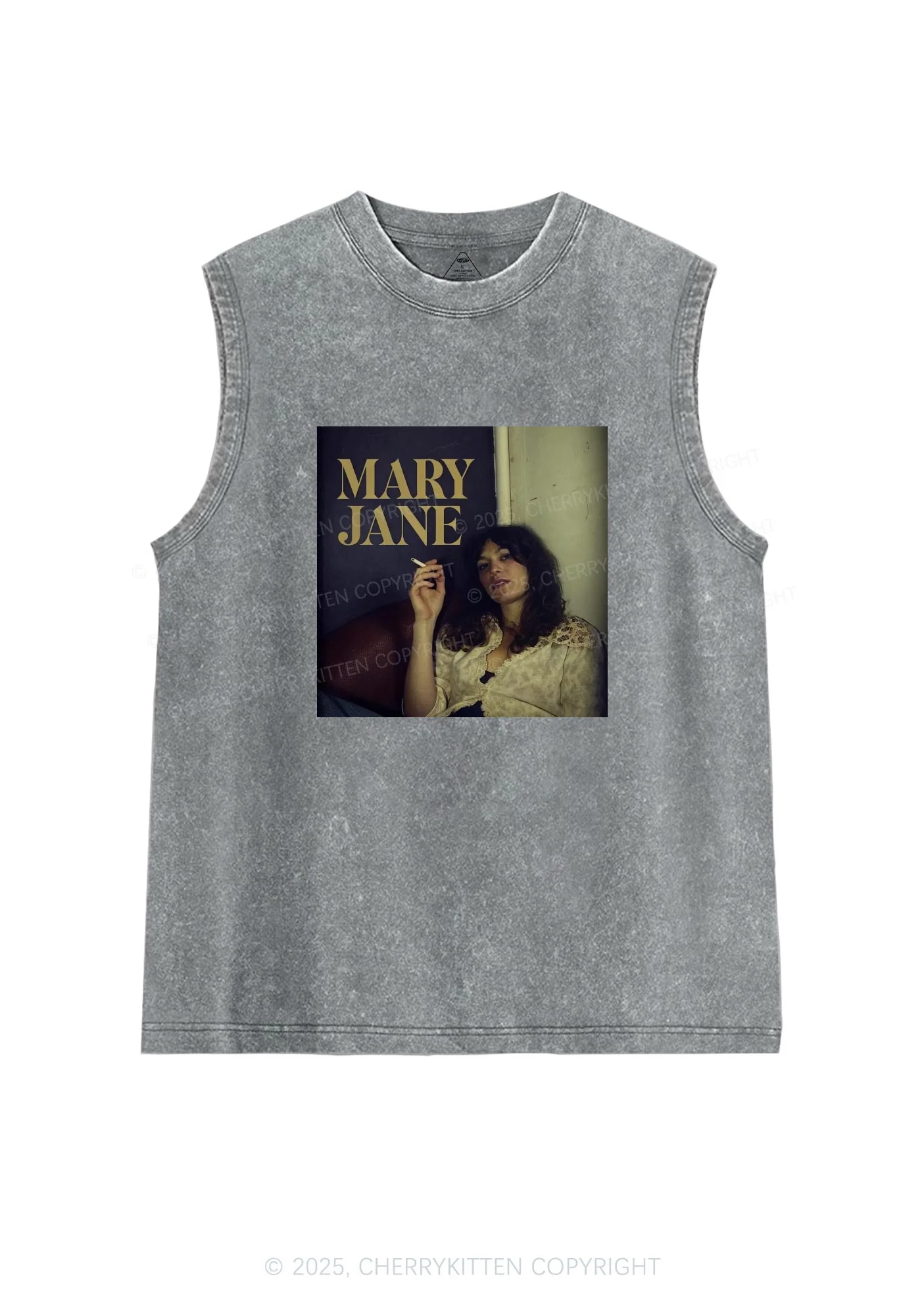 Smoking Woman Y2K Washed Tank Cherrykitten - Image 5