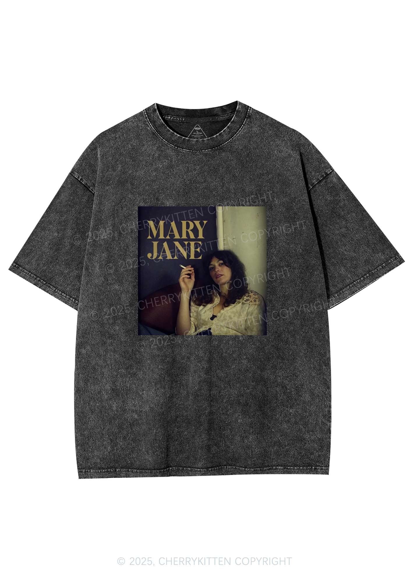 Smoking Woman Y2K Washed Tee Cherrykitten - Image 3
