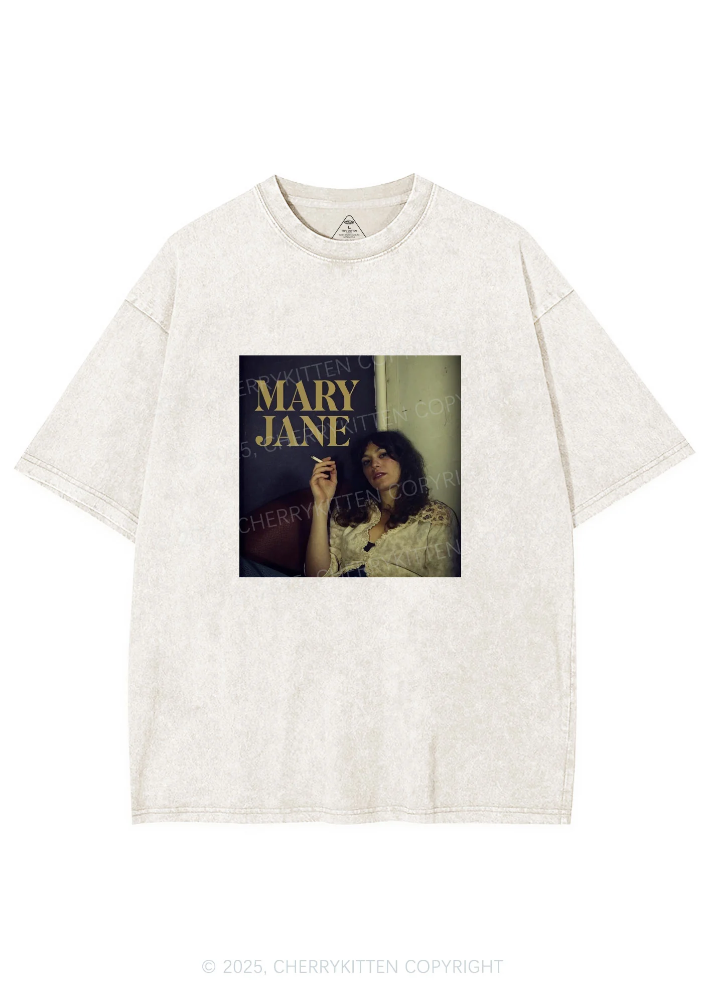 Smoking Woman Y2K Washed Tee Cherrykitten - Image 4