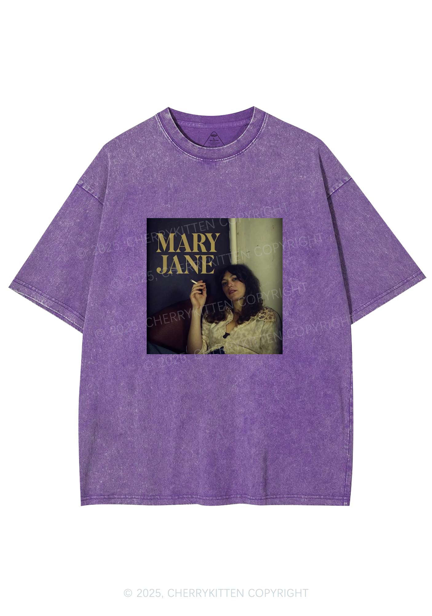 Smoking Woman Y2K Washed Tee Cherrykitten - Image 5