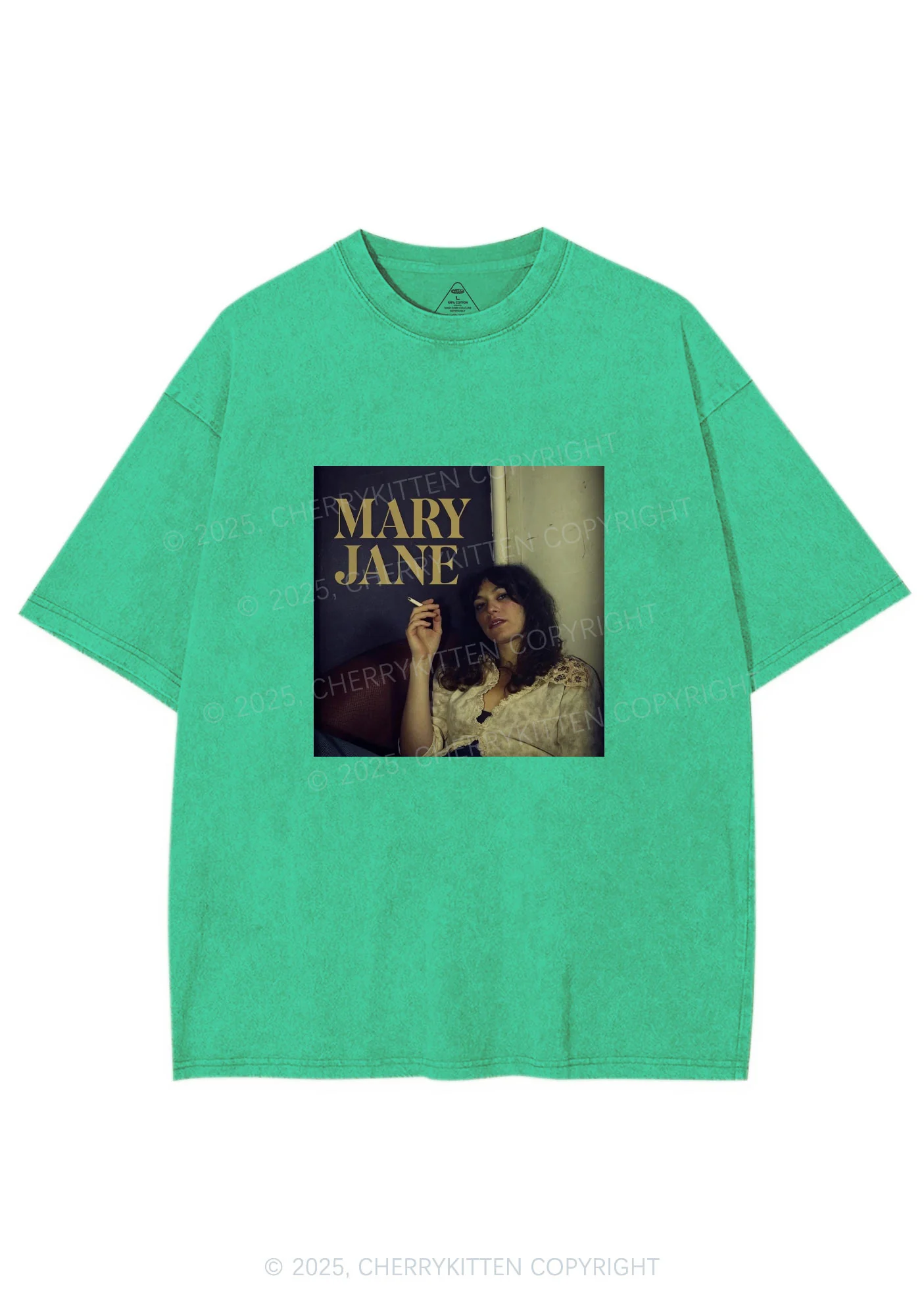 Smoking Woman Y2K Washed Tee Cherrykitten - Image 6