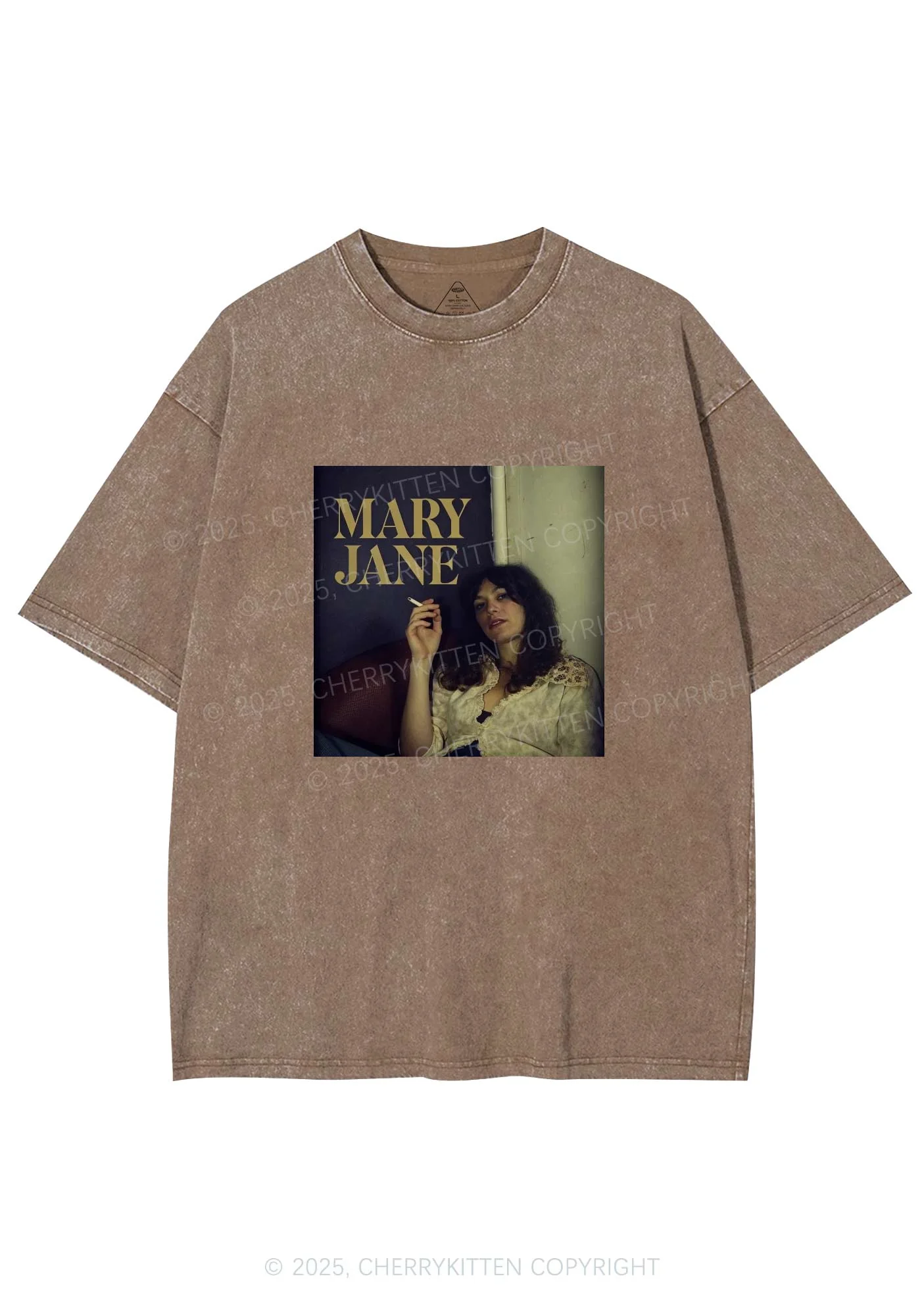 Smoking Woman Y2K Washed Tee Cherrykitten - Image 8