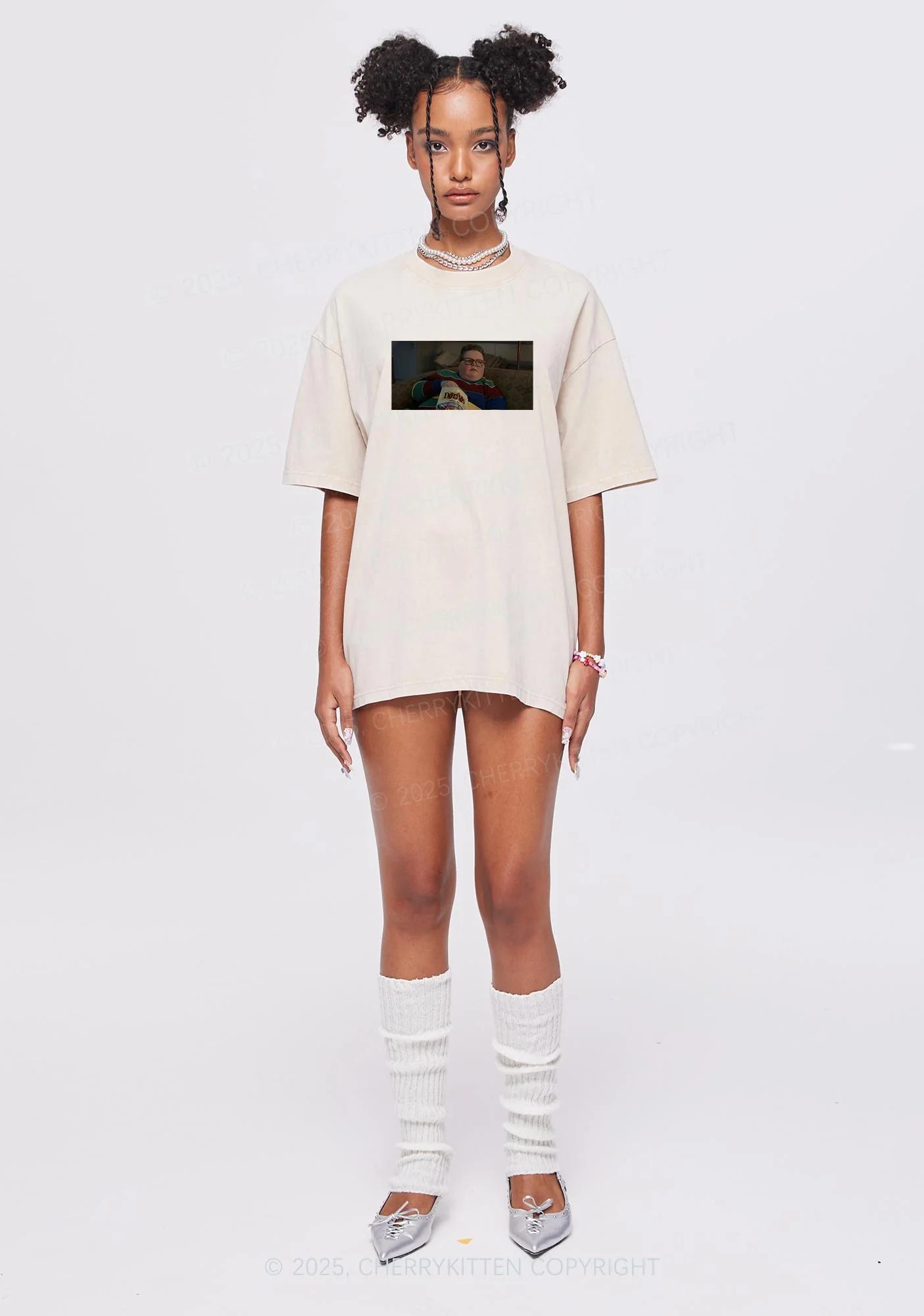 Snack Break Y2K Shirts Washed Tee Cherrykitten - Image 2
