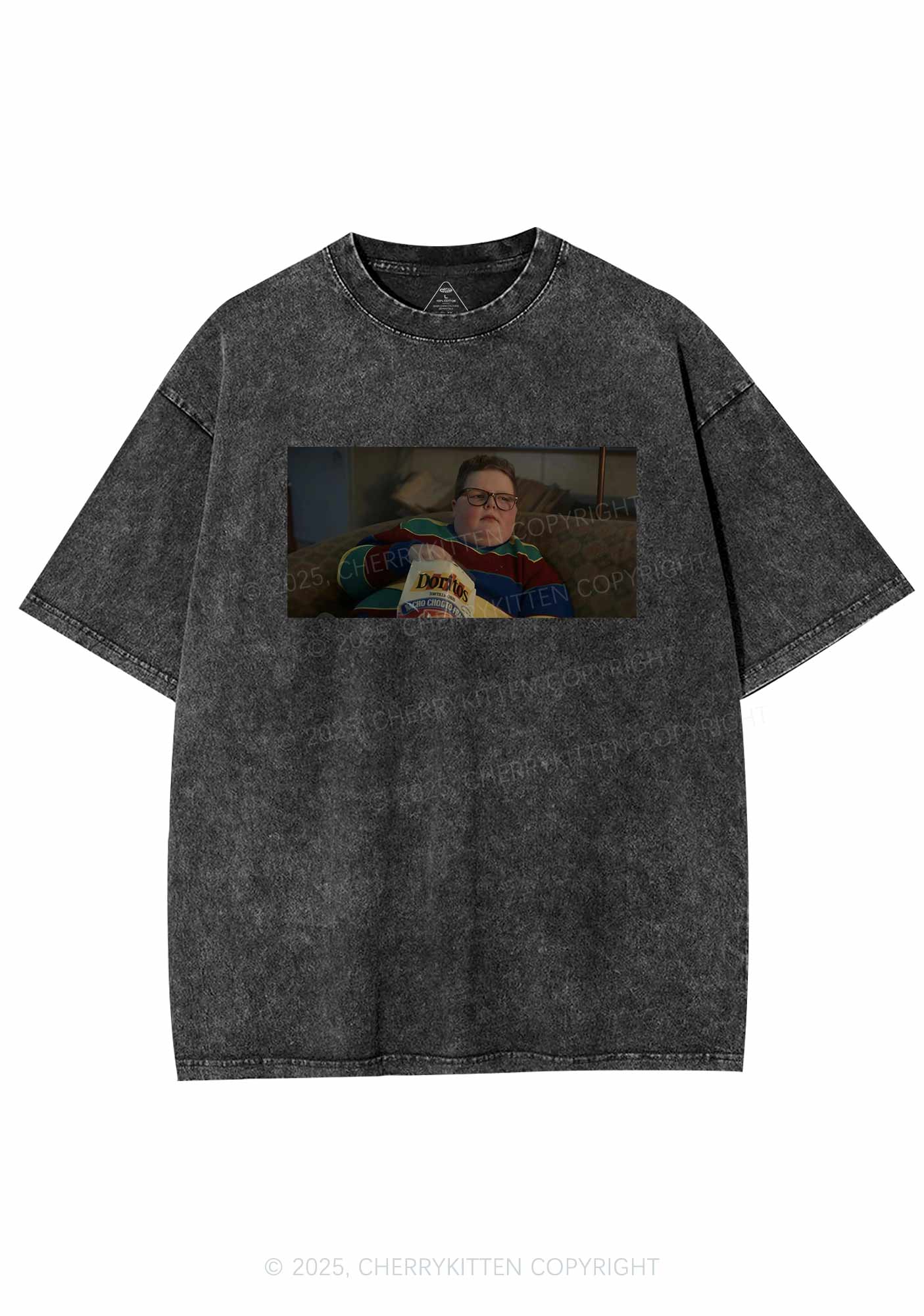 Snack Break Y2K Shirts Washed Tee Cherrykitten - Image 3