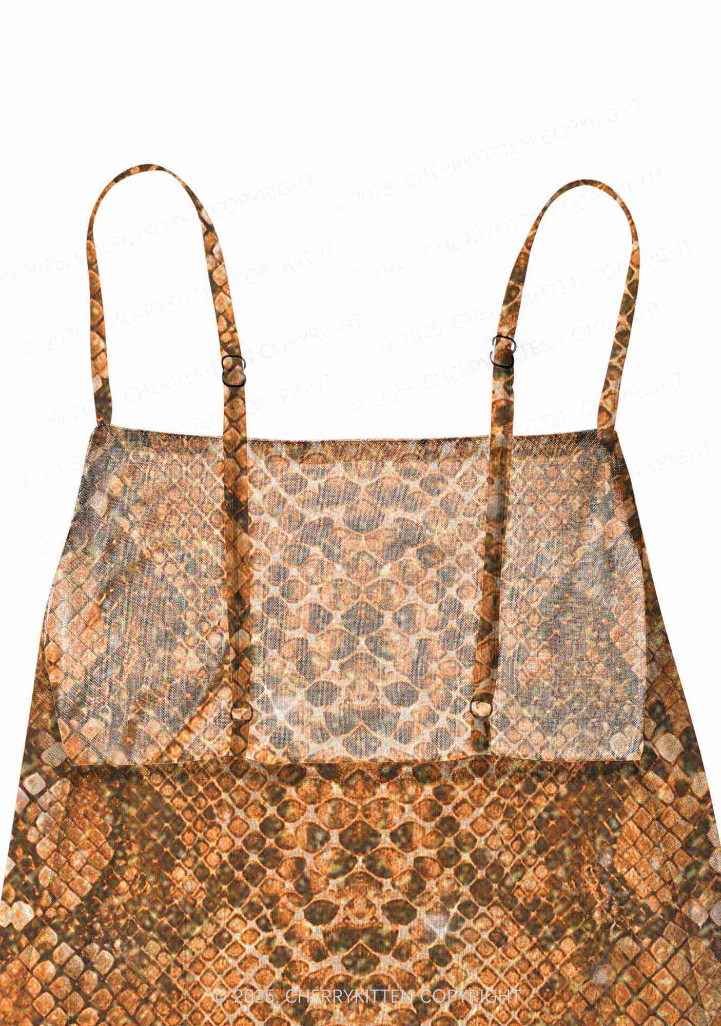 Snake Pattern Y2K Mesh Slip Dress With Scarf Set Cherrykitten - Image 5