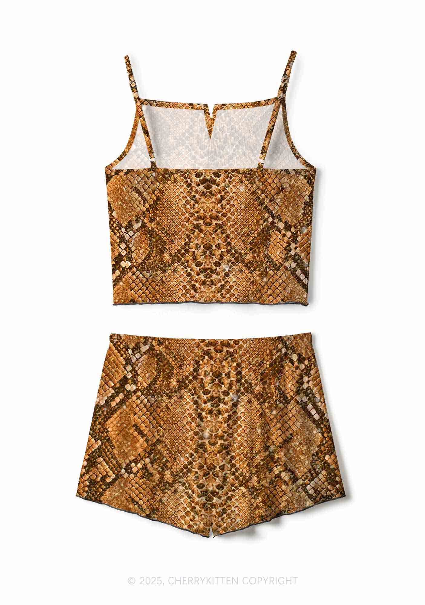 Snake Pattern Y2K Print Cami Shorts Pajama Set Cherrykitten - Image 3