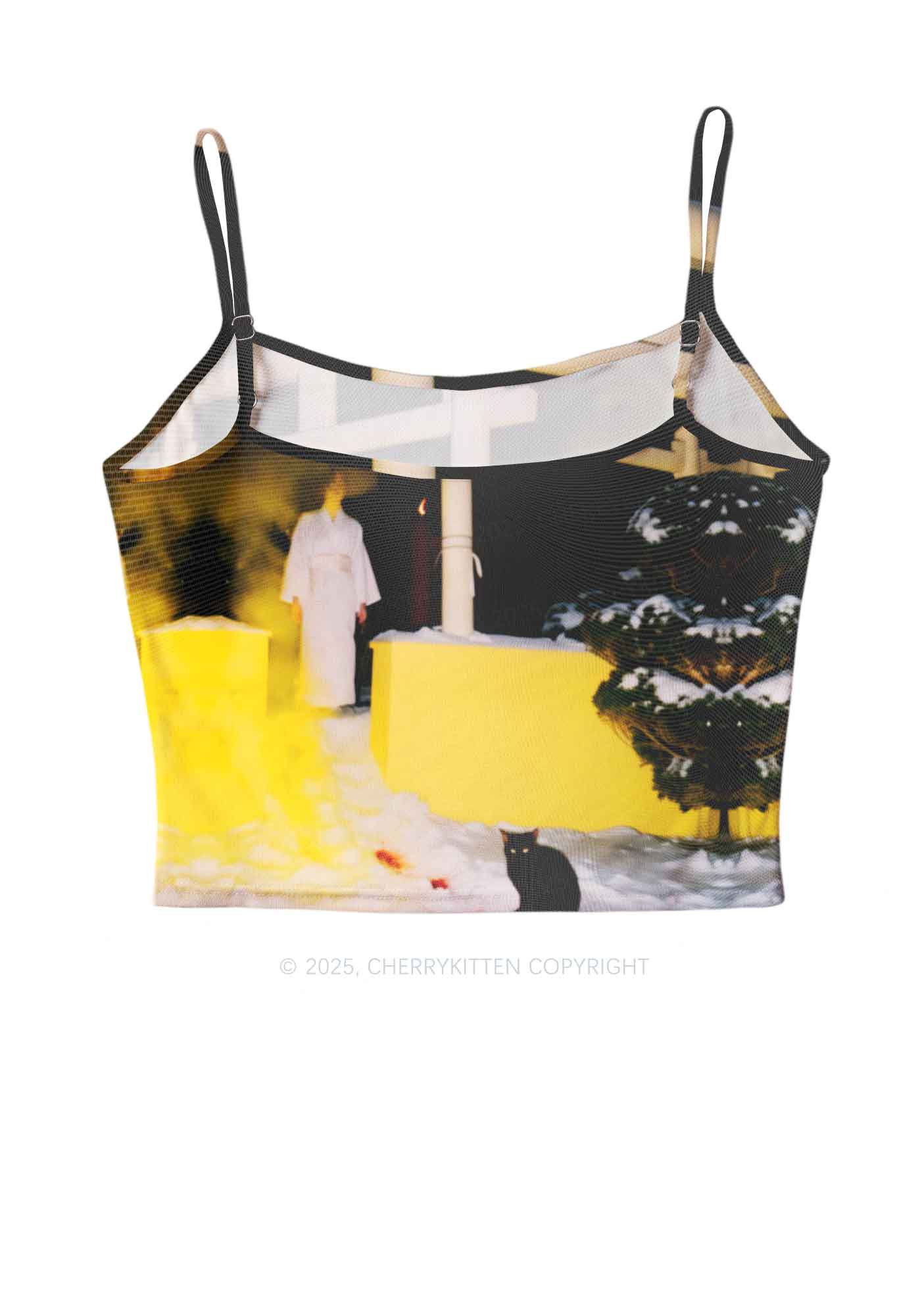 Snow Cat Y2K Mesh Cami Tank Cherrykitten - Image 2