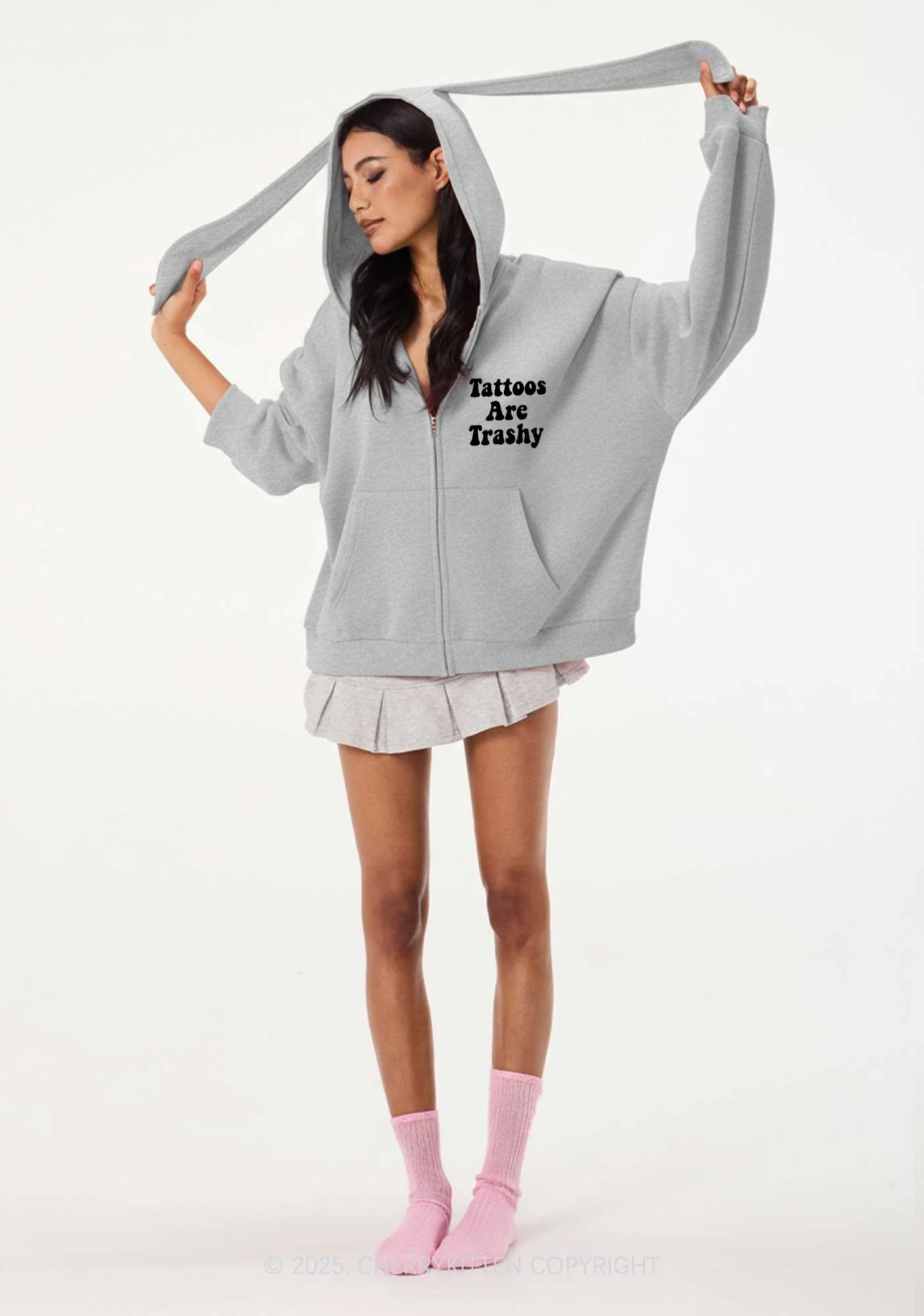 So Is Your Mom Y2K Bunny Ear Zip Hoodie Cherrykitten - Image 2