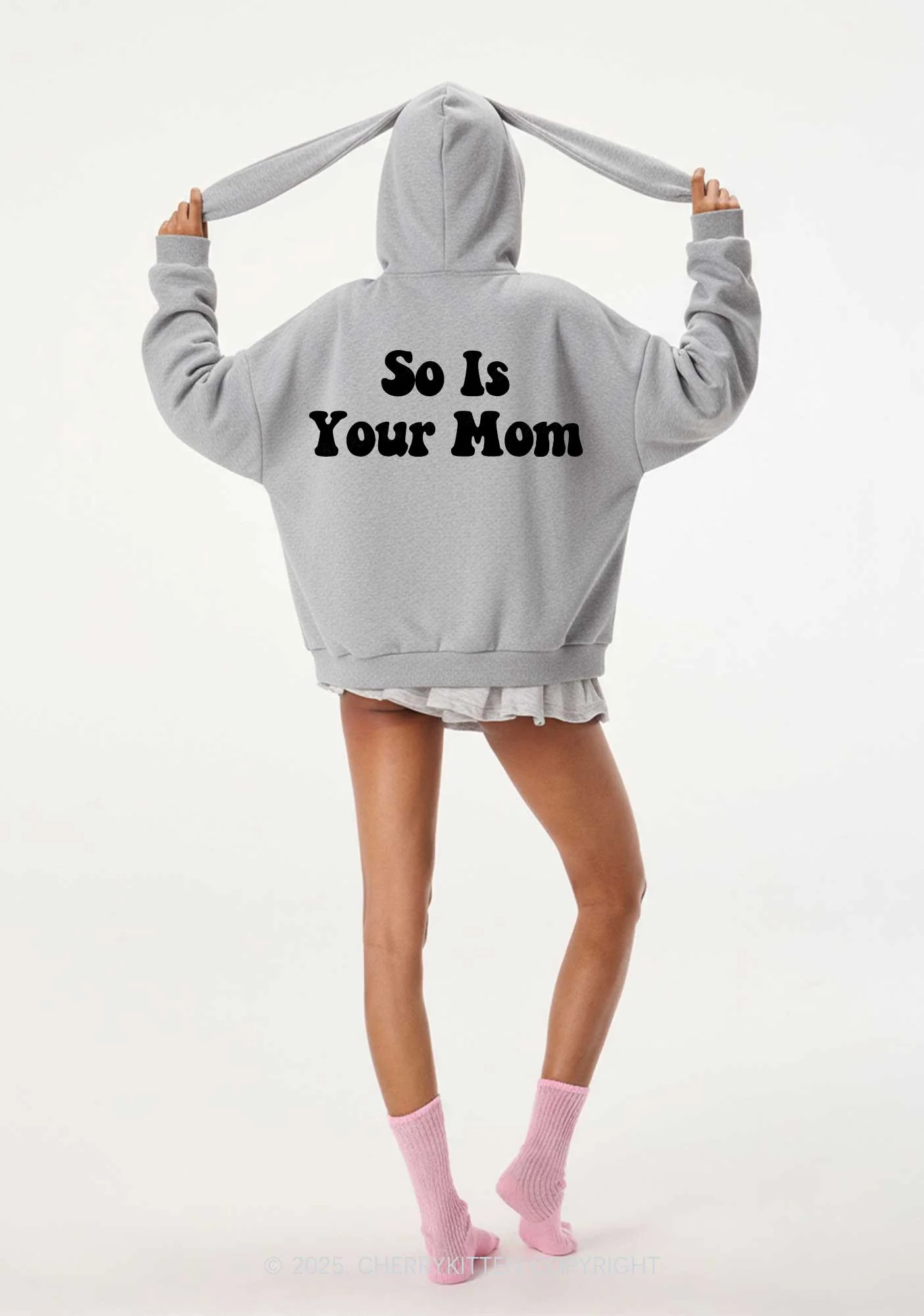 So Is Your Mom Y2K Bunny Ear Zip Hoodie Cherrykitten - Image 3
