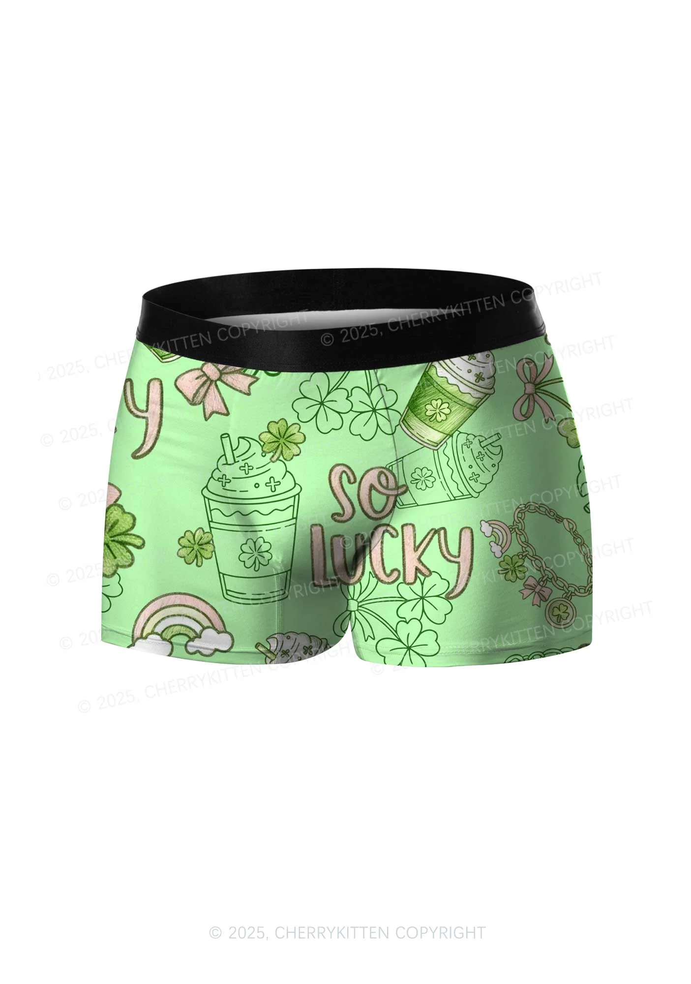 So Lucky Vibes St Patricks Y2K Print Men Boxer Briefs Cherrykitten - Image 3