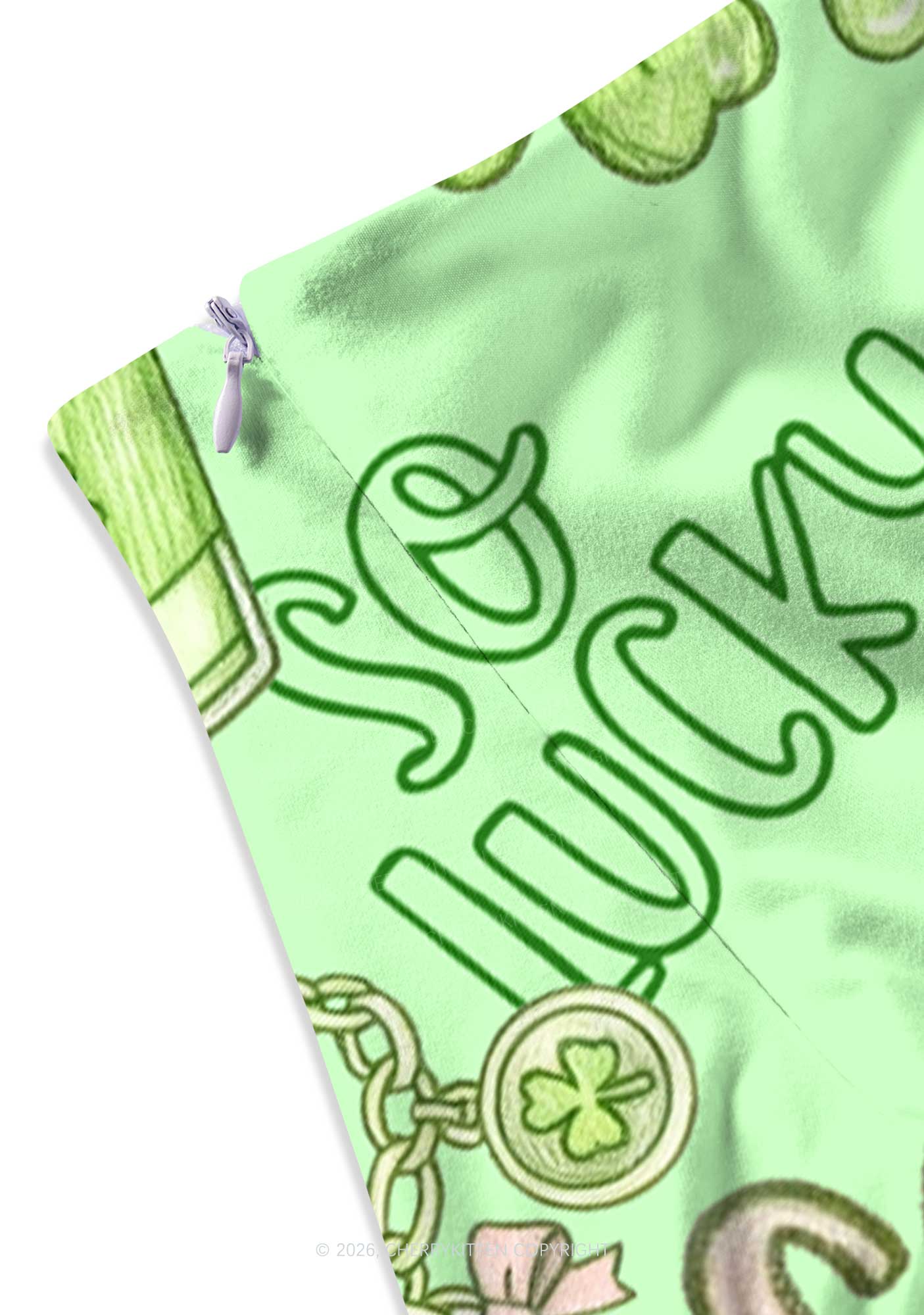 So Lucky Vibes St Patricks Y2K Print Mini Skirt Cherrykitten - Image 3
