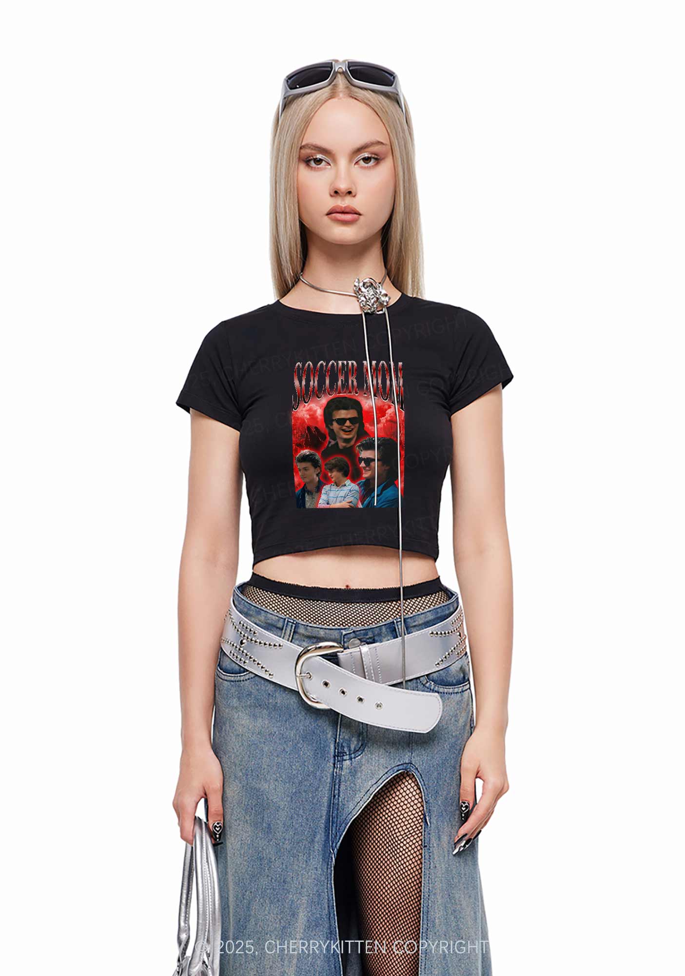 Soccer Mom Y2K Baby Tee Cherrykitten - Image 2