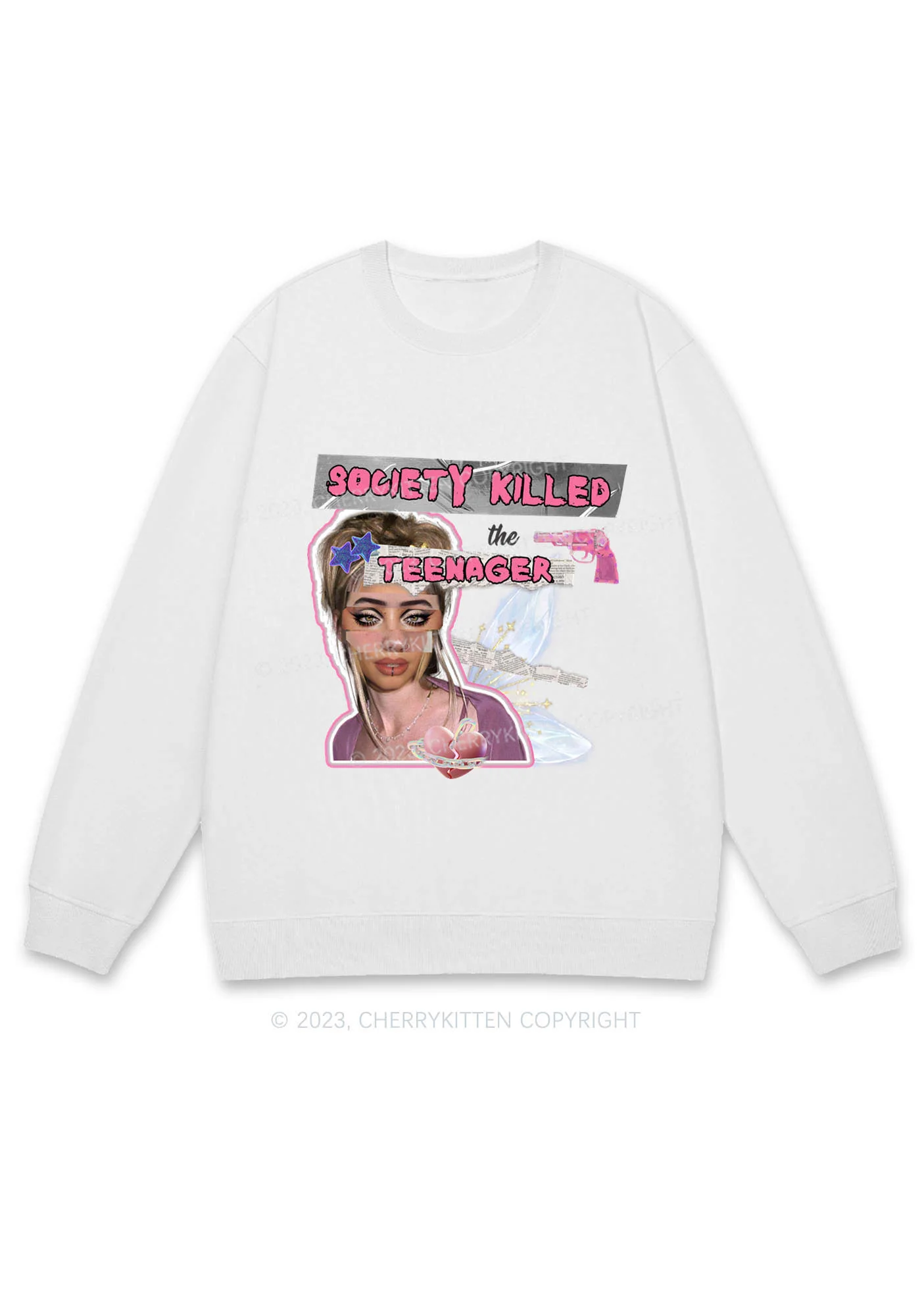 Society Killed The Teenager Y2K Sweatshirt Cherrykitten - Image 3