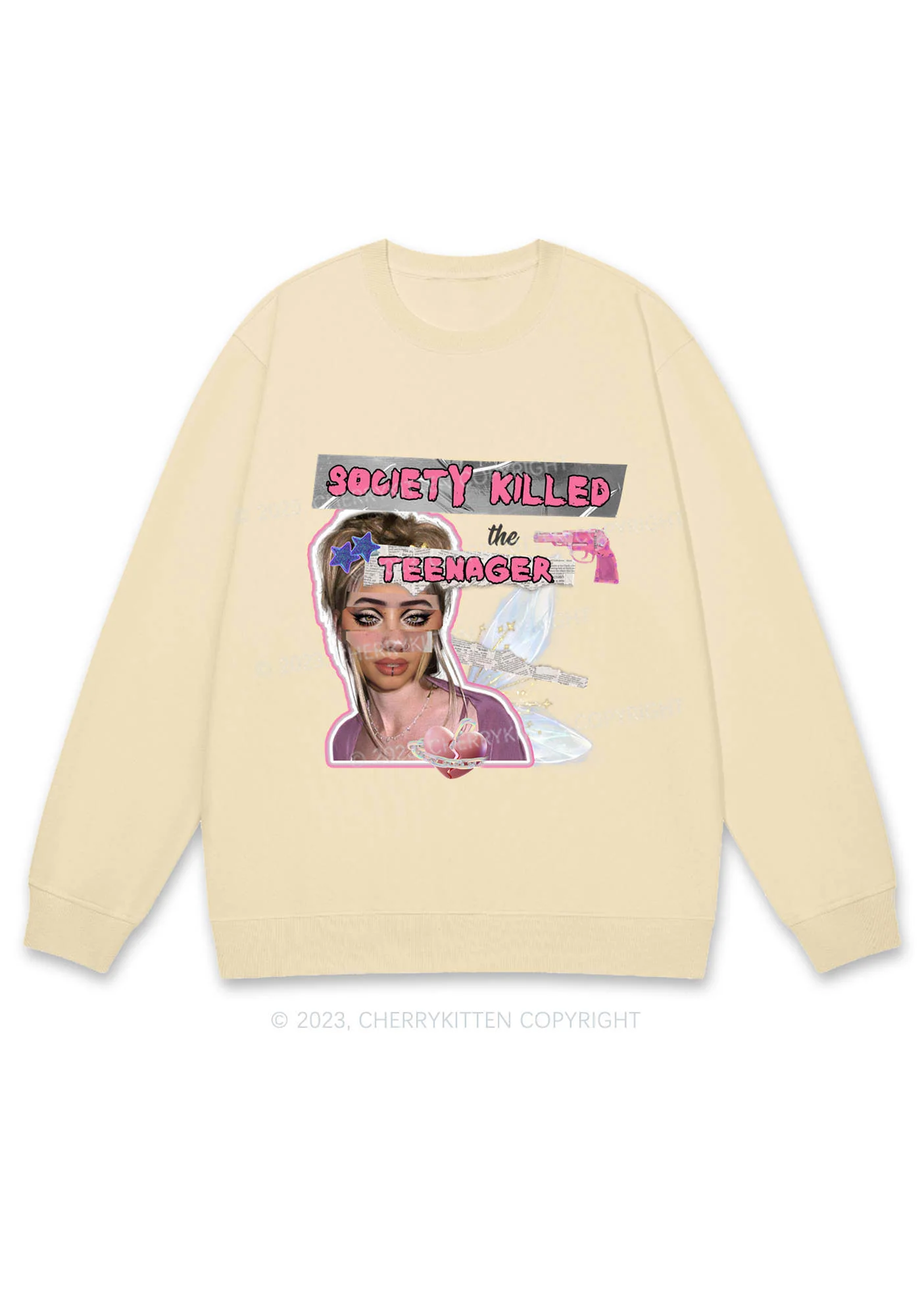 Society Killed The Teenager Y2K Sweatshirt Cherrykitten - Image 4