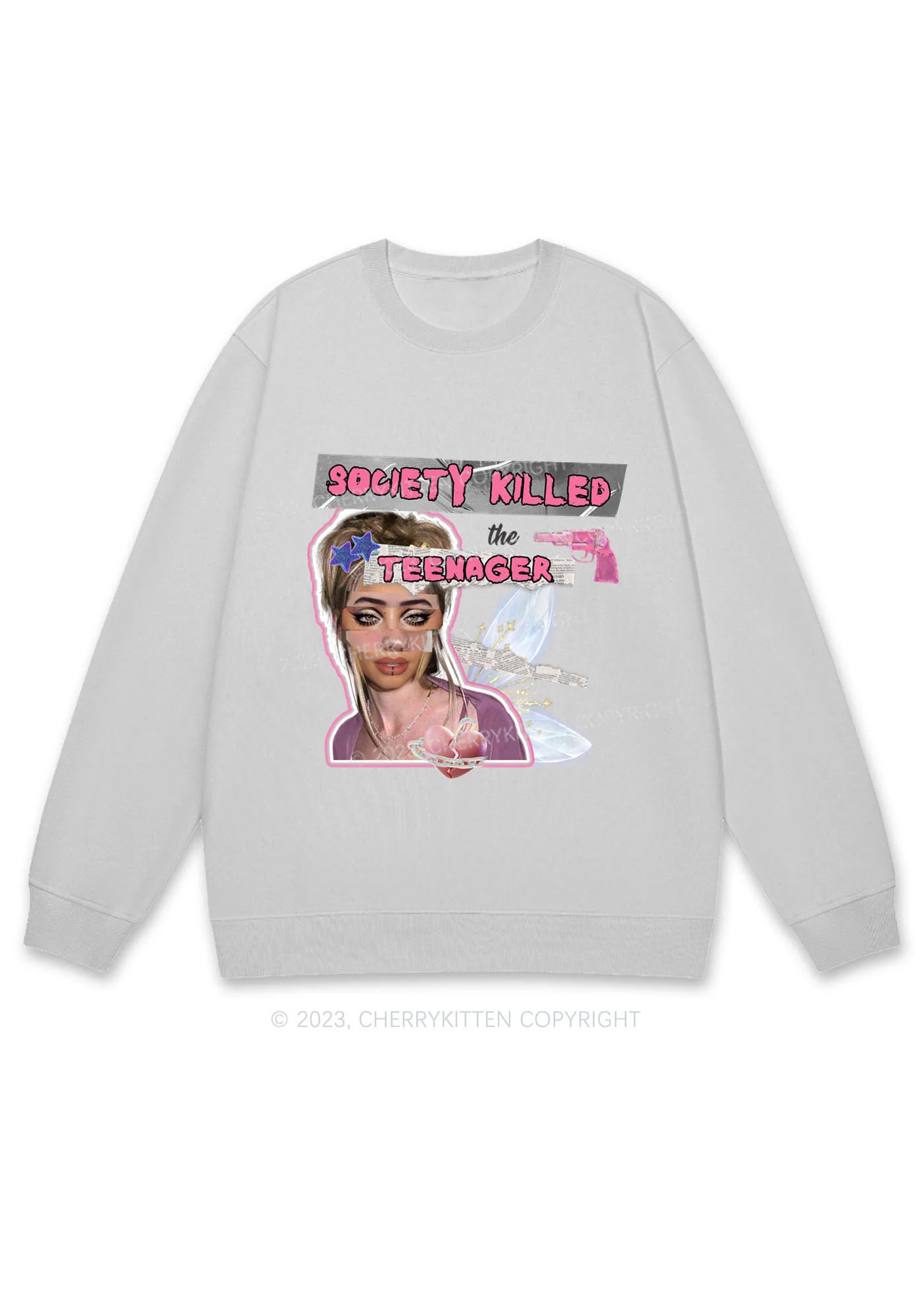 Society Killed The Teenager Y2K Sweatshirt Cherrykitten - Image 5