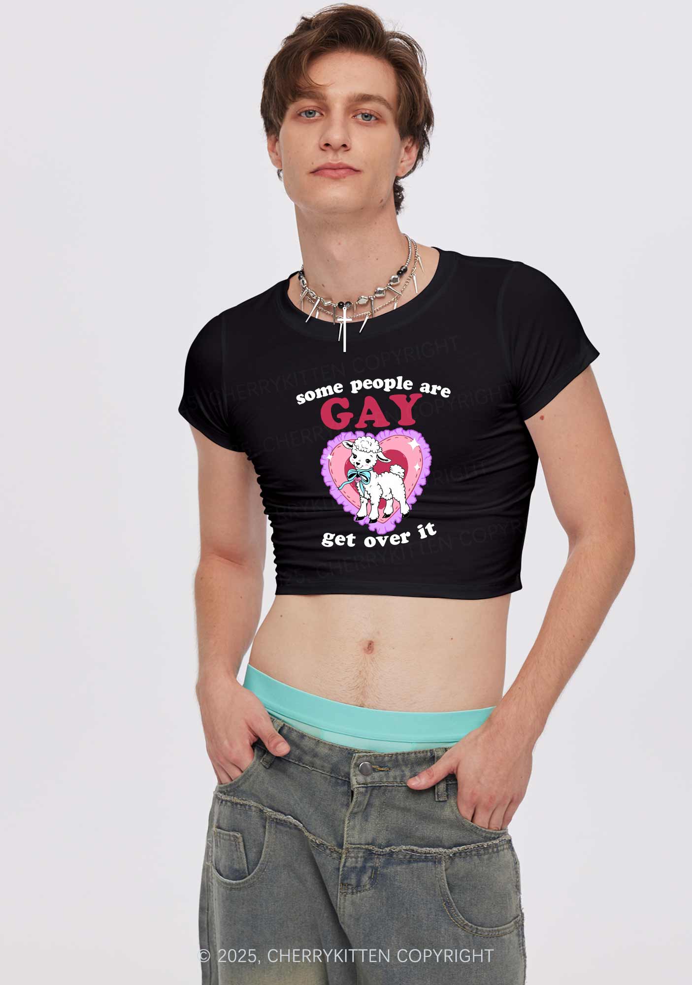 Some People Are Gay Pride Y2K Baby Tee Cherrykitten - Image 2