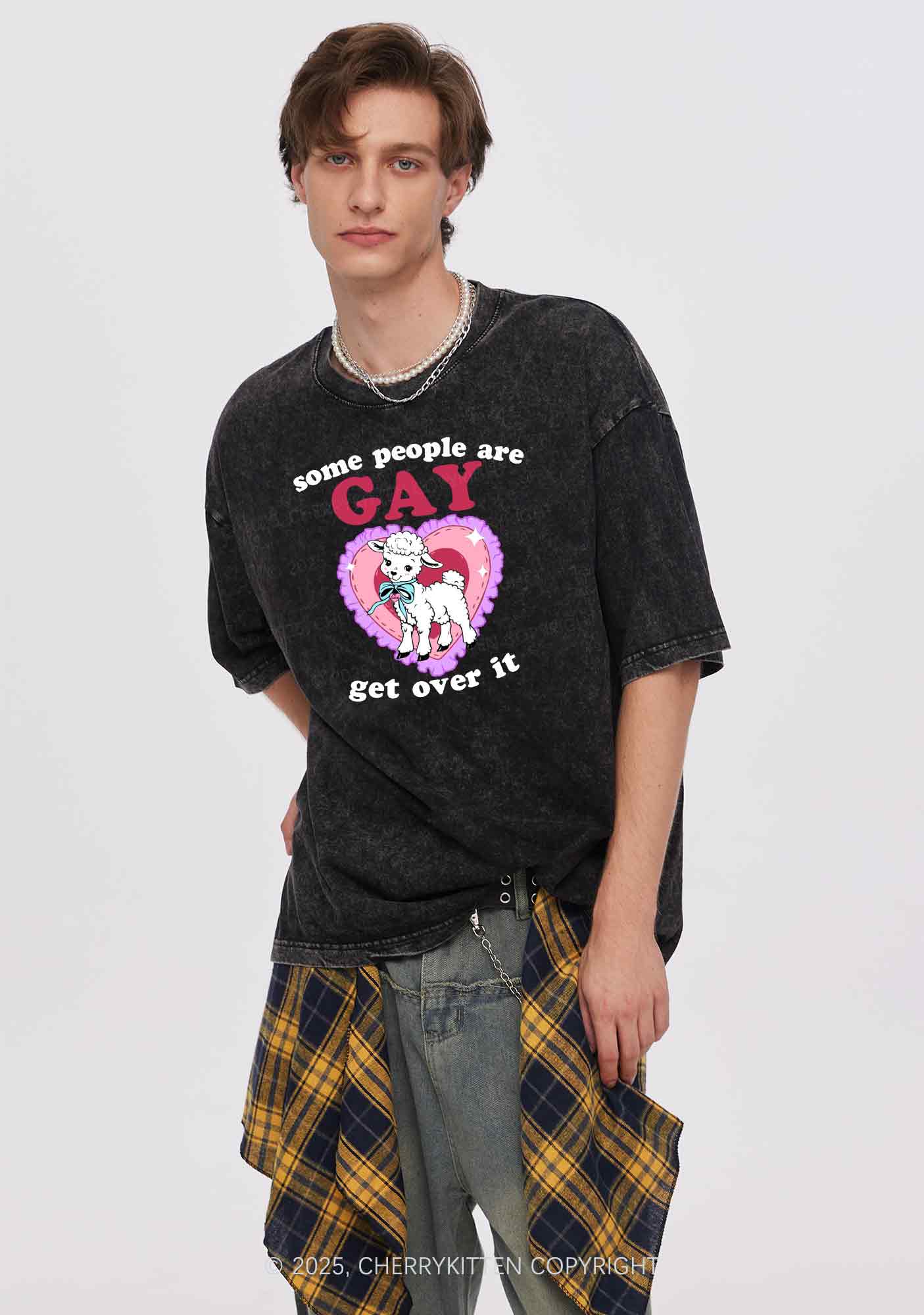 Some People Are Gay Pride Y2K Shirts Washed Tee Cherrykitten - Image 2