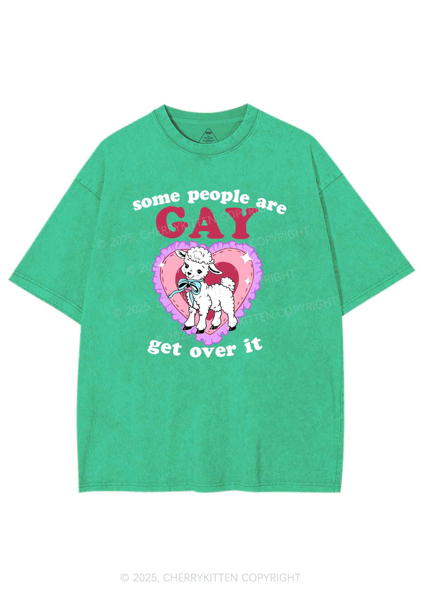 Some People Are Gay Pride Y2K Shirts Washed Tee Cherrykitten - Image 5