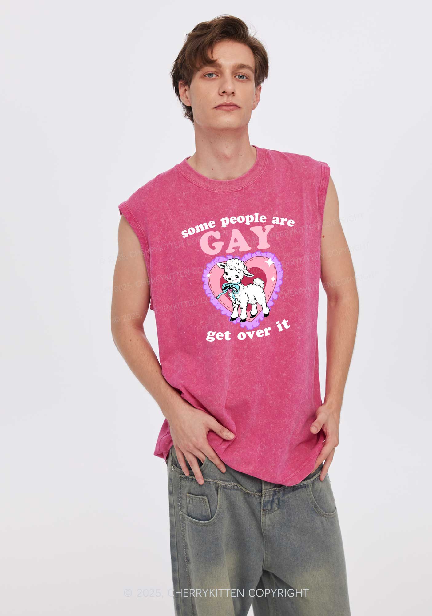 Some People Are Gay Pride Y2K Washed Muscle Tank Cherrykitten - Image 2