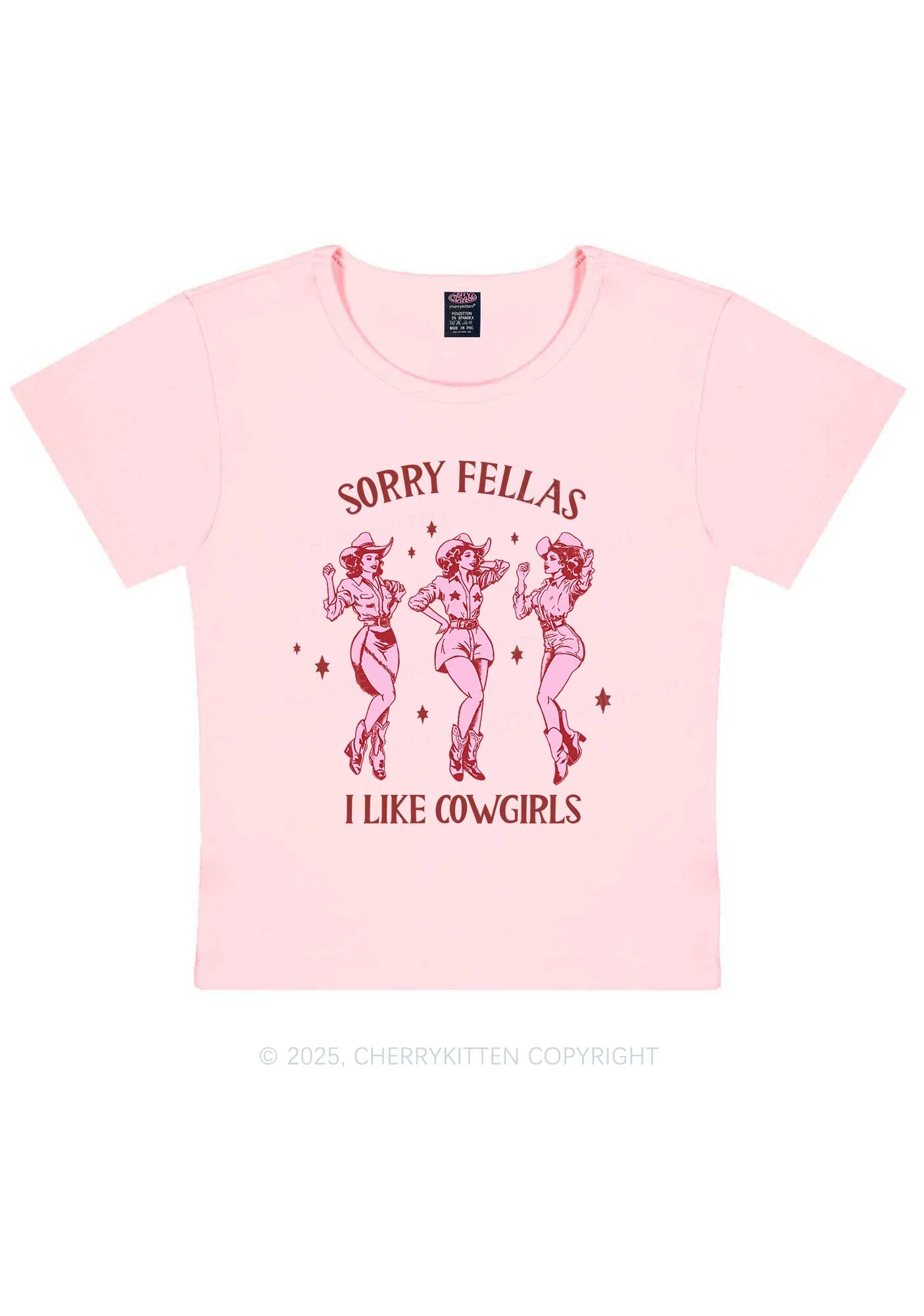 Sorry Fellas I Like Cowgirls Y2K Baby Tee Cherrykitten - Image 11