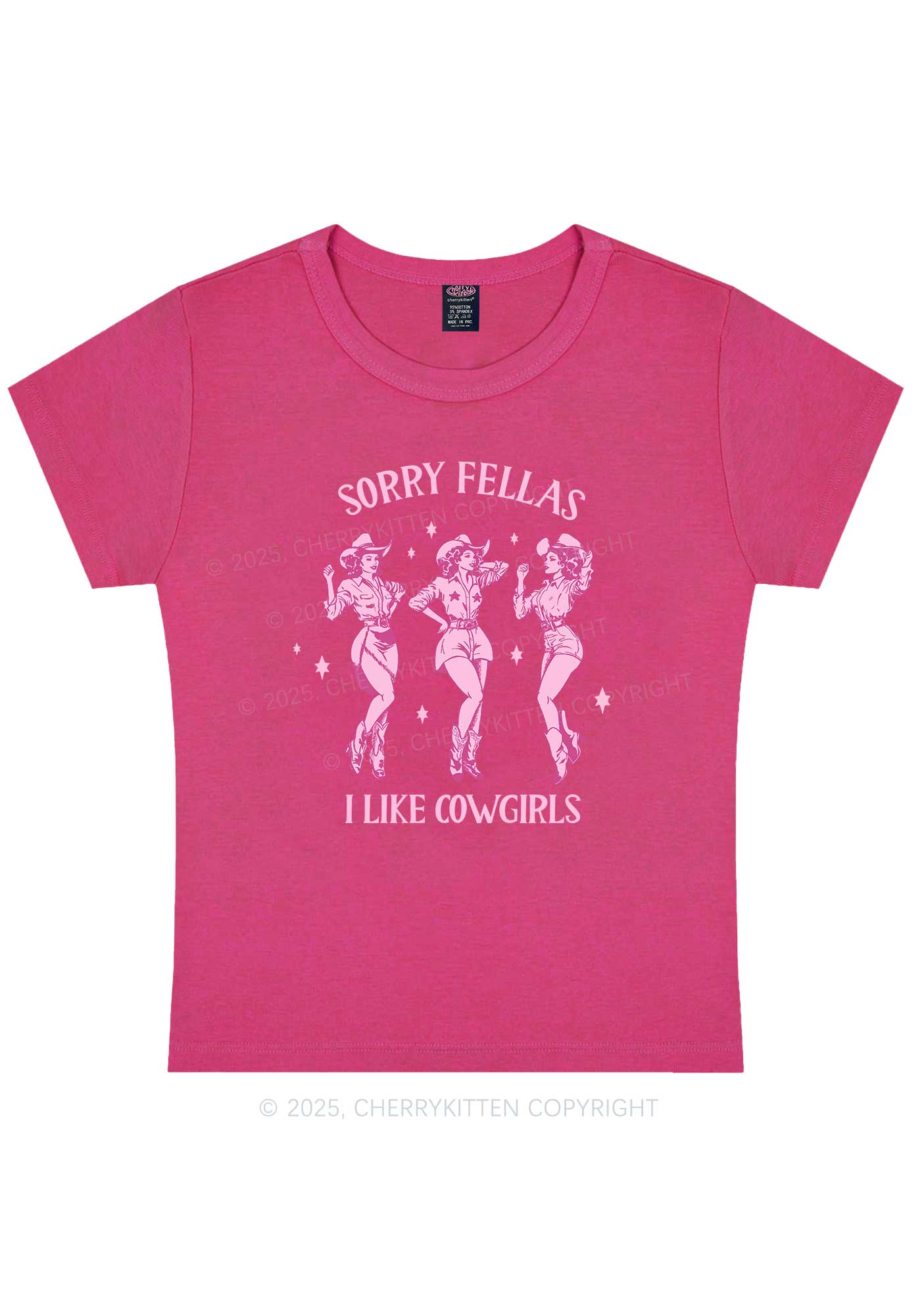 Sorry Fellas I Like Cowgirls Y2K Baby Tee Cherrykitten - Image 6