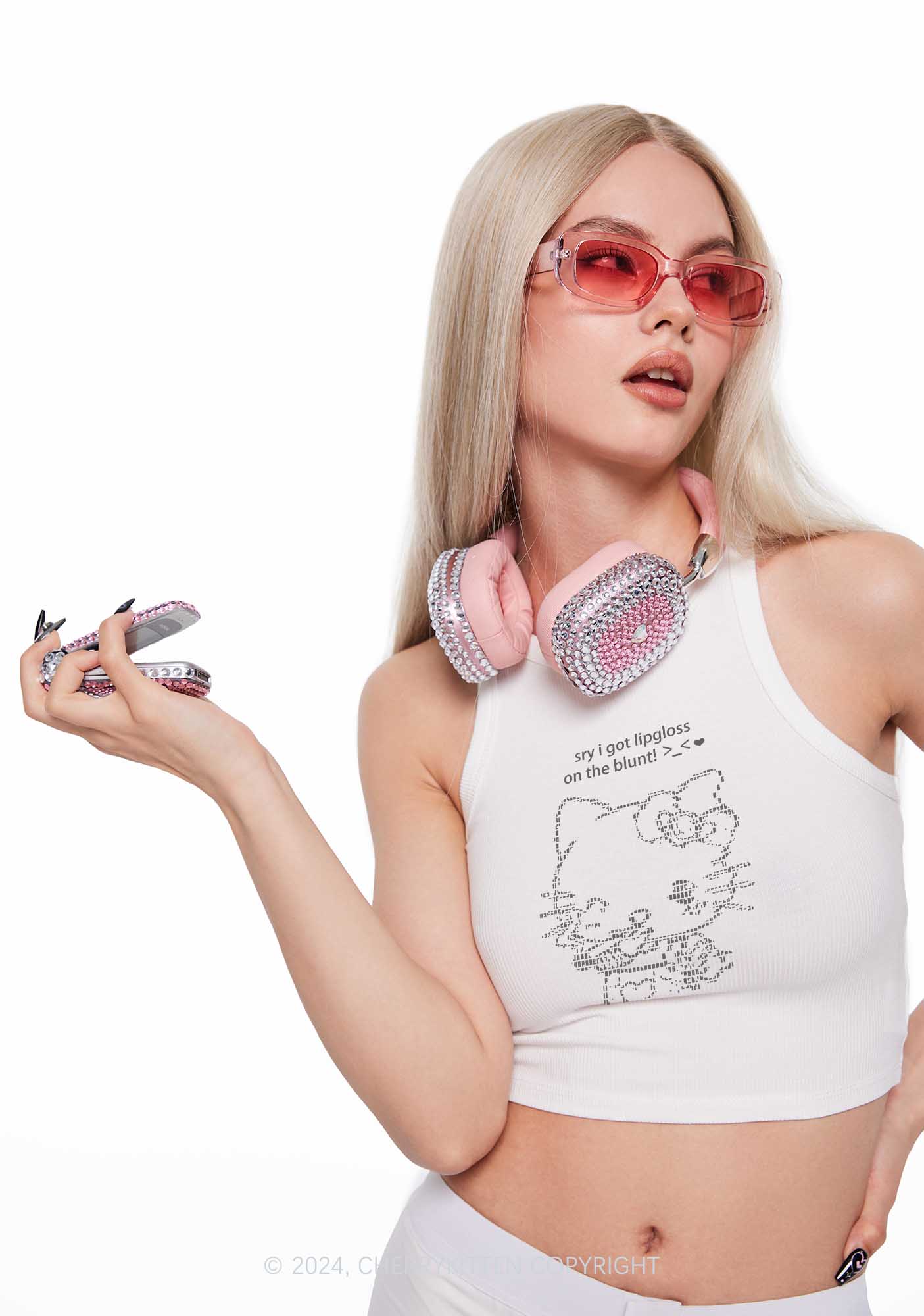 Sorry About Lipgloss Y2K Crop Tank Top Cherrykitten - Image 2