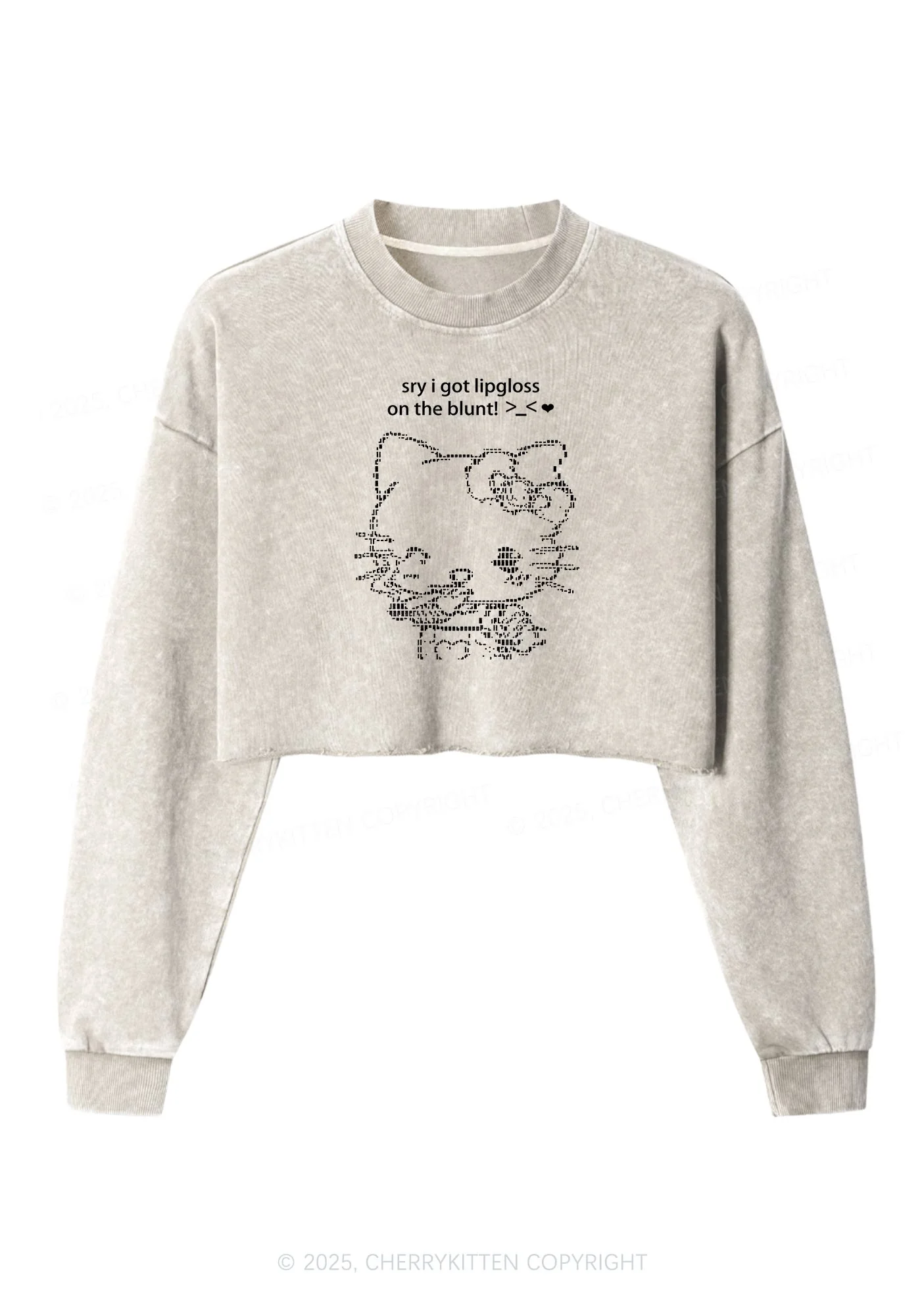 Sorry About Lipgloss Y2K Crop Washed Sweatshirts Cherrykitten - Image 3