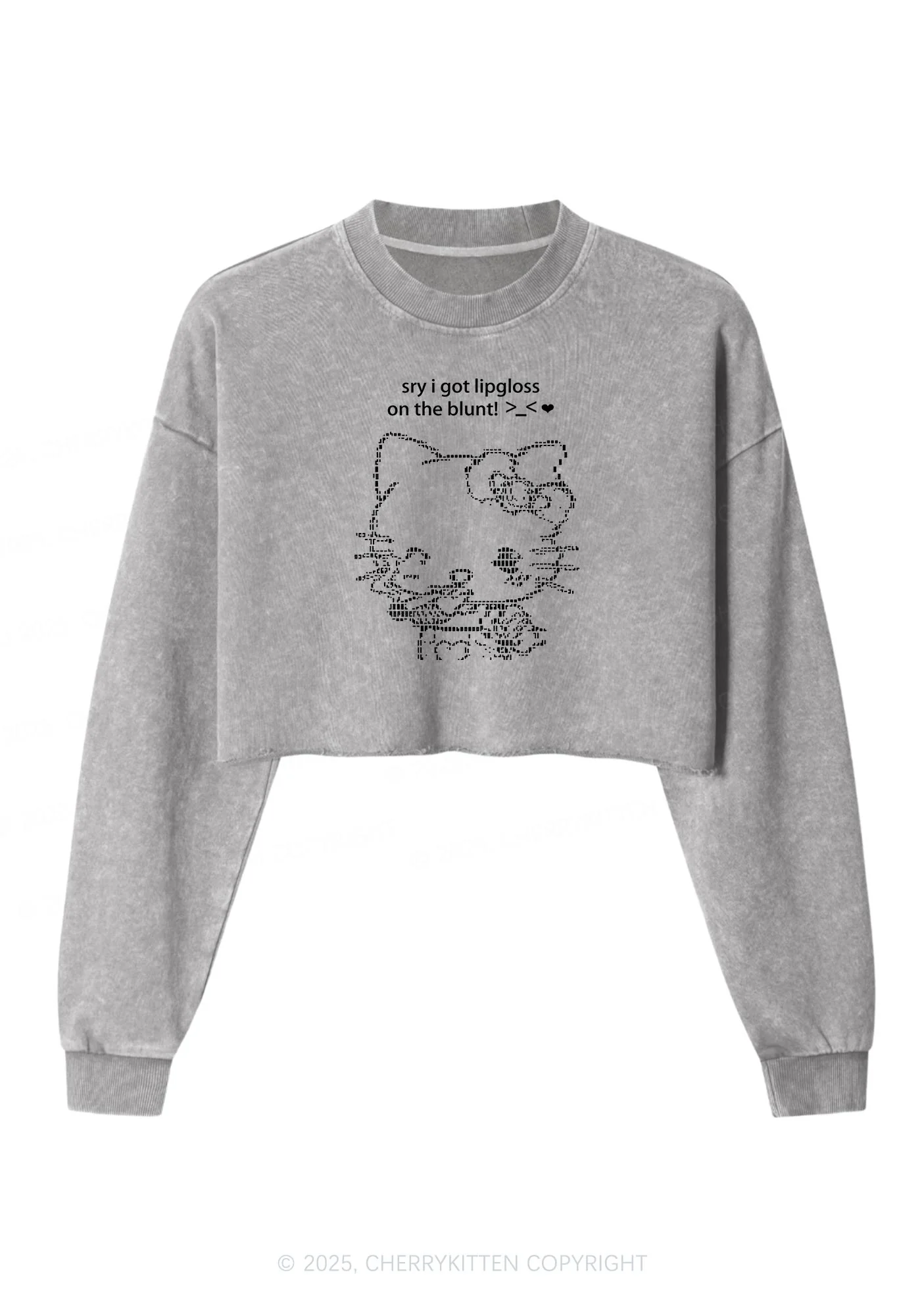 Sorry About Lipgloss Y2K Crop Washed Sweatshirts Cherrykitten - Image 5