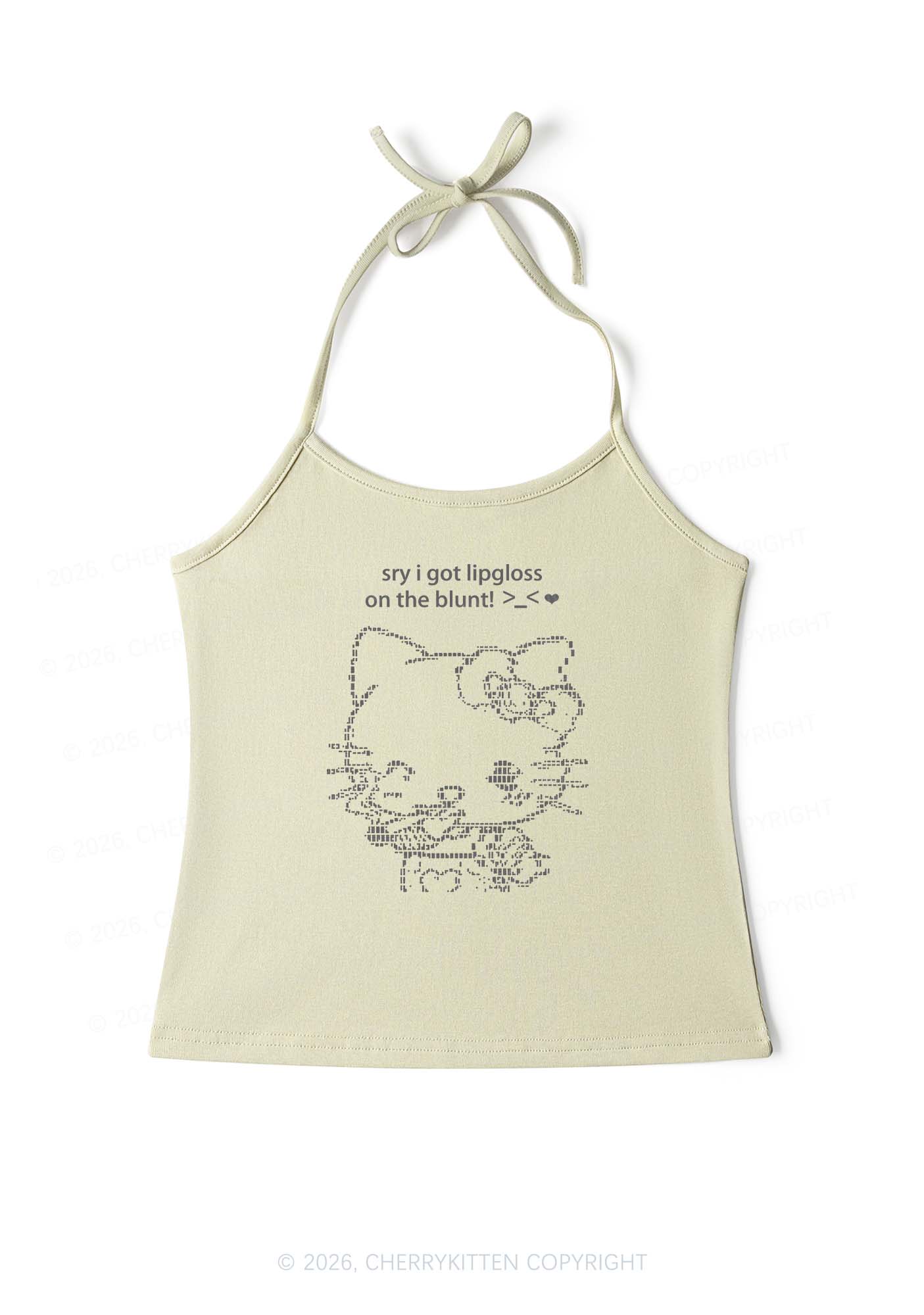 Sorry About Lipgloss Y2K Halter Neck Cami Cherrykitten - Image 11