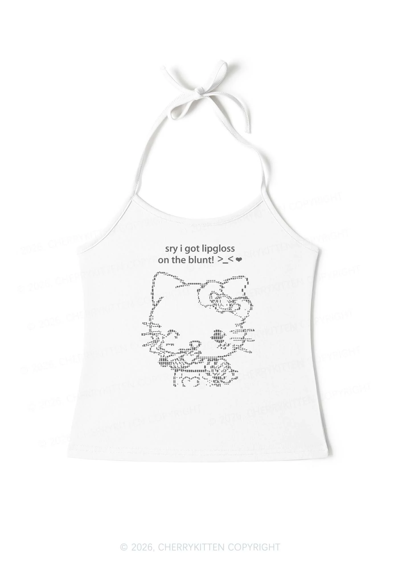 Sorry About Lipgloss Y2K Halter Neck Cami Cherrykitten - Image 3