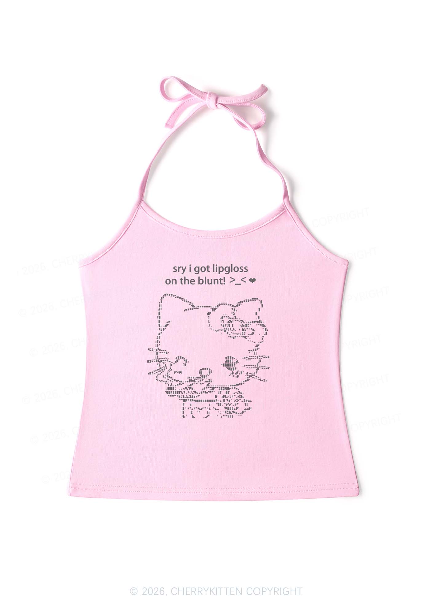 Sorry About Lipgloss Y2K Halter Neck Cami Cherrykitten - Image 4
