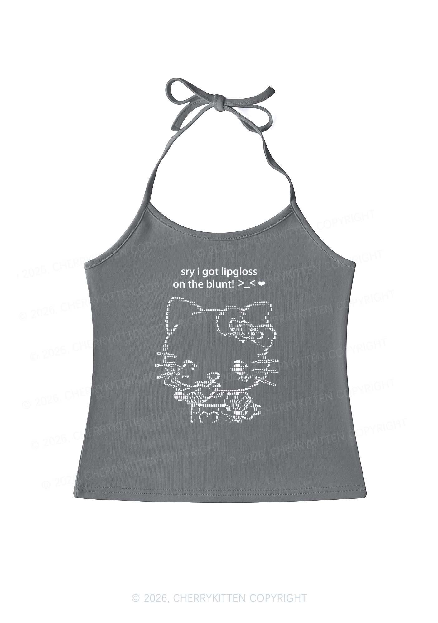 Sorry About Lipgloss Y2K Halter Neck Cami Cherrykitten - Image 9