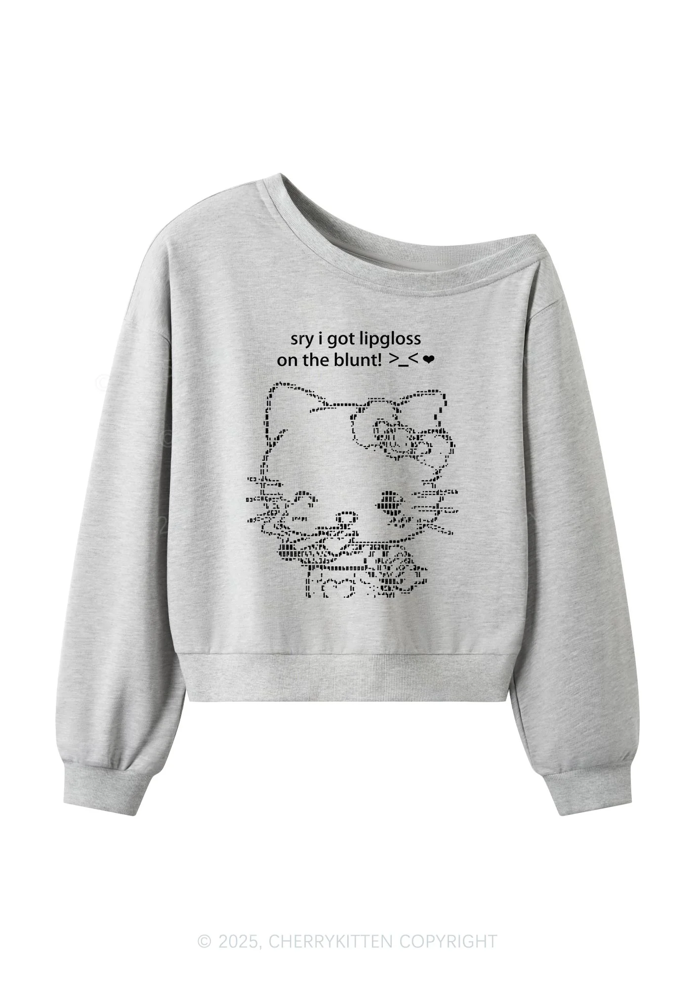 Sorry About Lipgloss Y2K Off Shoulder Sweatshirts Cherrykitten - Image 3