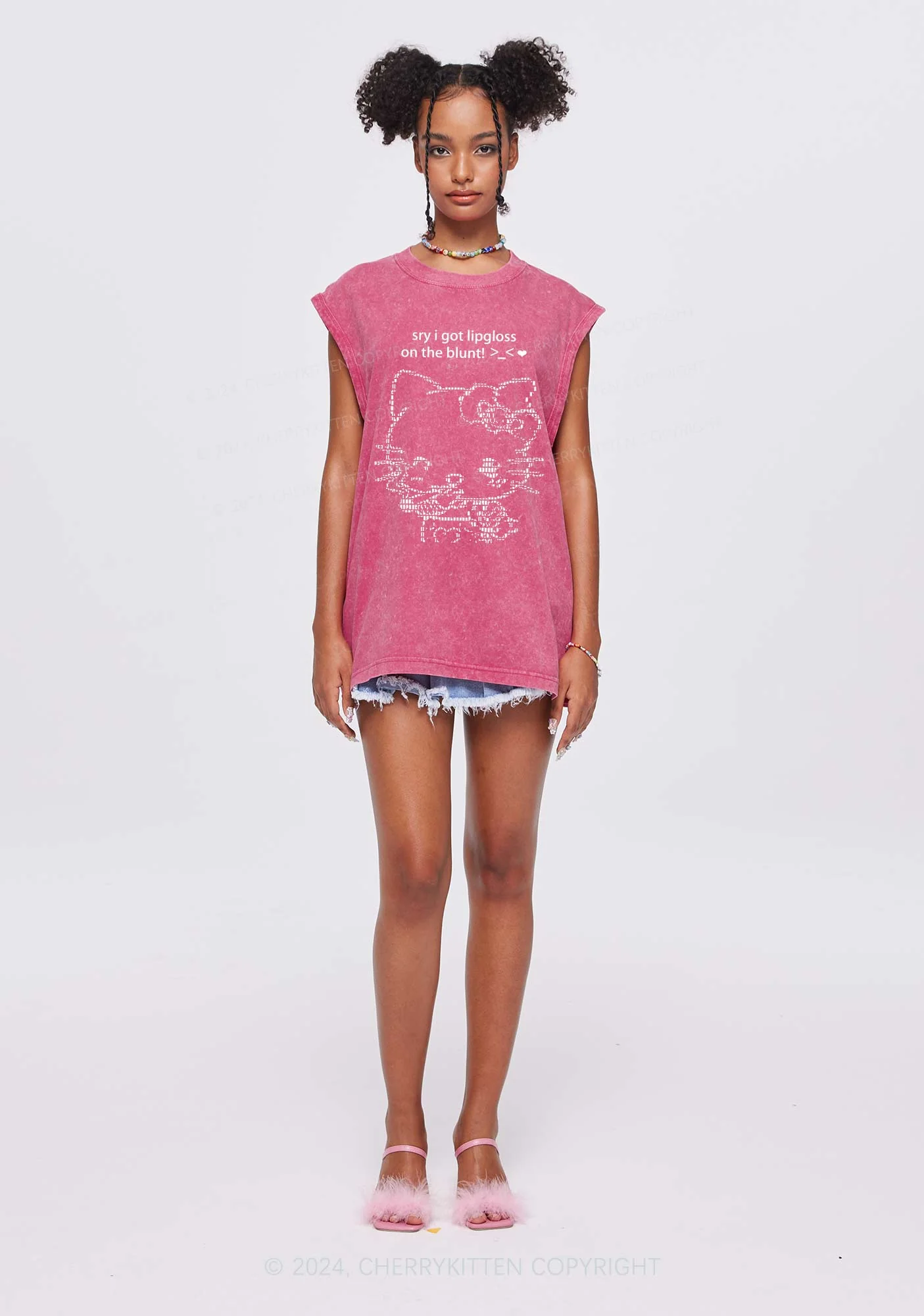 Sorry About Lipgloss Y2K Washed Tank Cherrykitten - Image 2