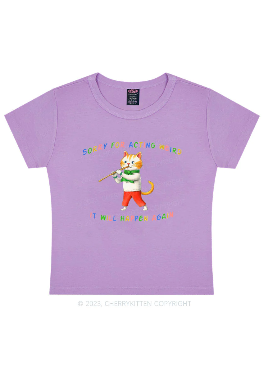 Sorry For Acting Weird Y2K Baby Tee Cherrykitten - Image 4