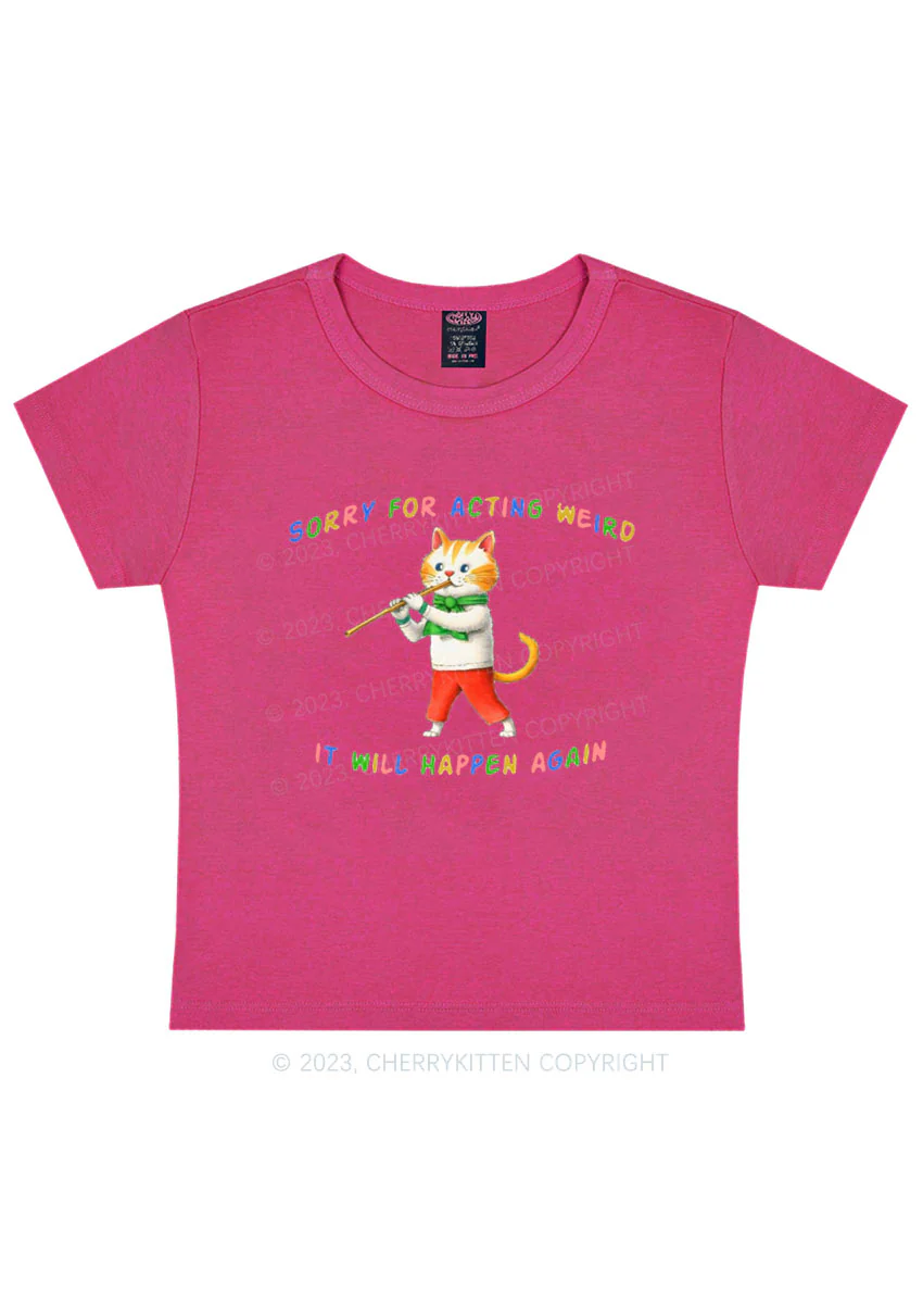 Sorry For Acting Weird Y2K Baby Tee Cherrykitten - Image 5