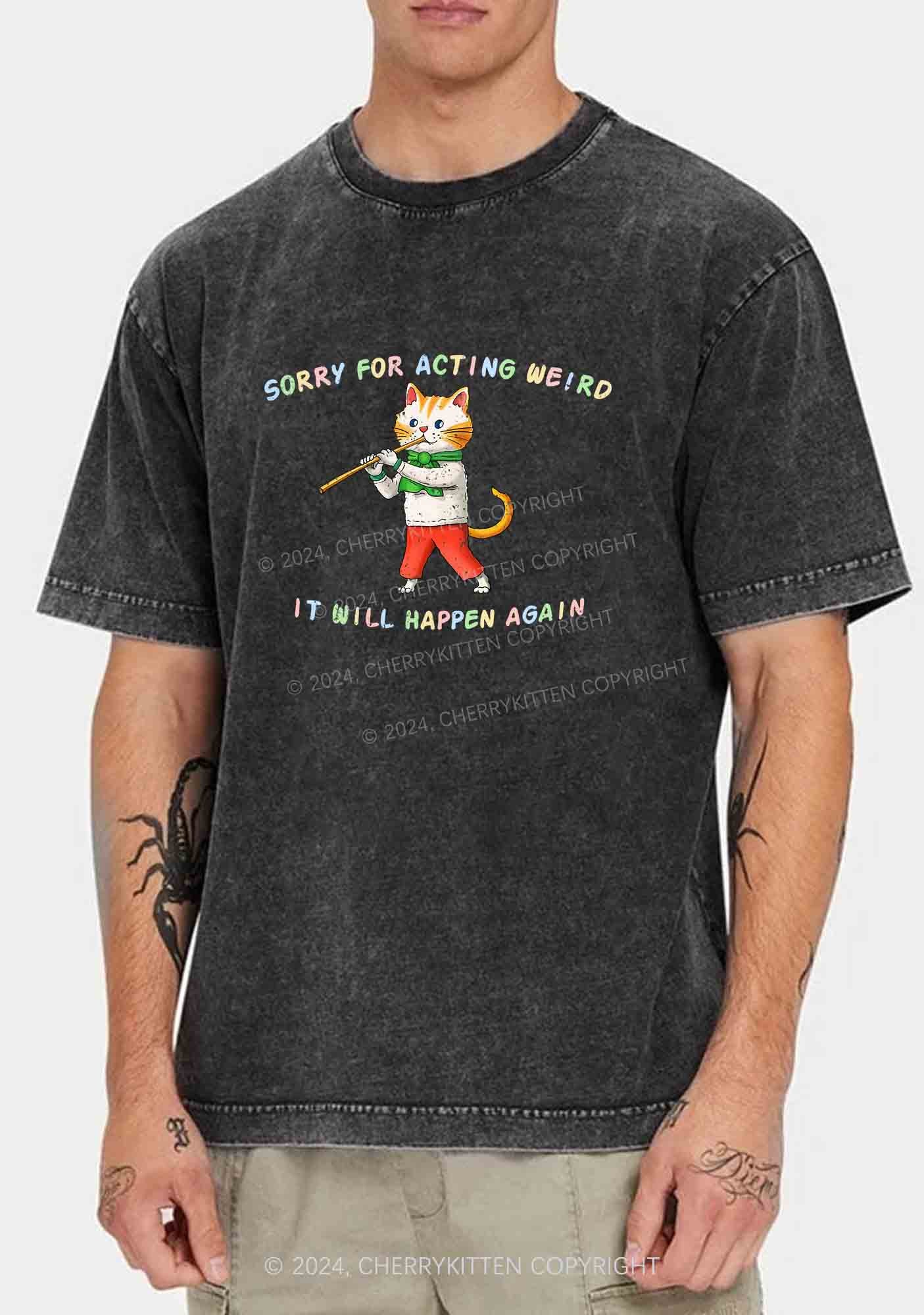 Sorry For Acting Weird Y2K Washed Tee Cherrykitten - Image 2