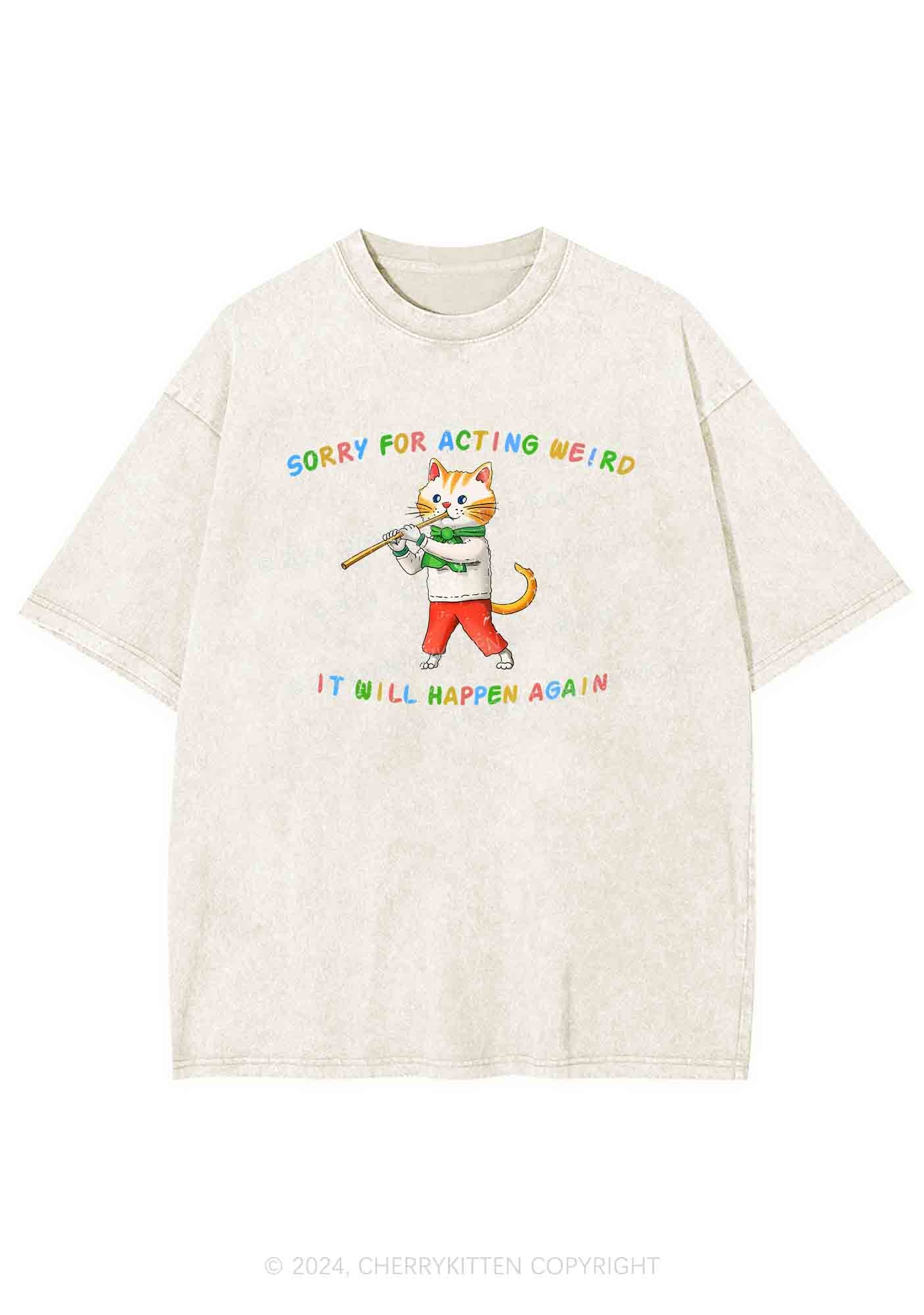 Sorry For Acting Weird Y2K Washed Tee Cherrykitten - Image 3