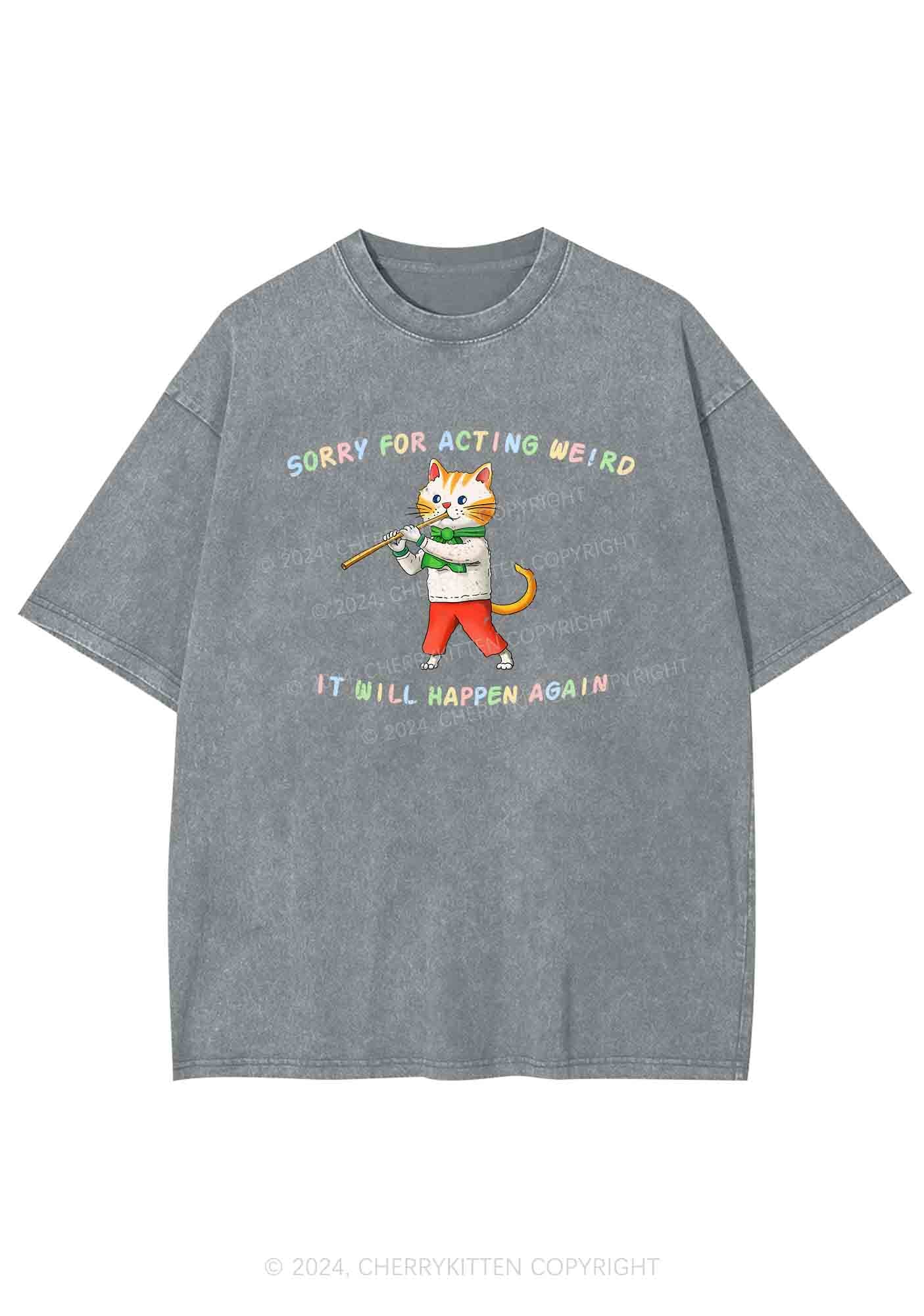 Sorry For Acting Weird Y2K Washed Tee Cherrykitten - Image 6