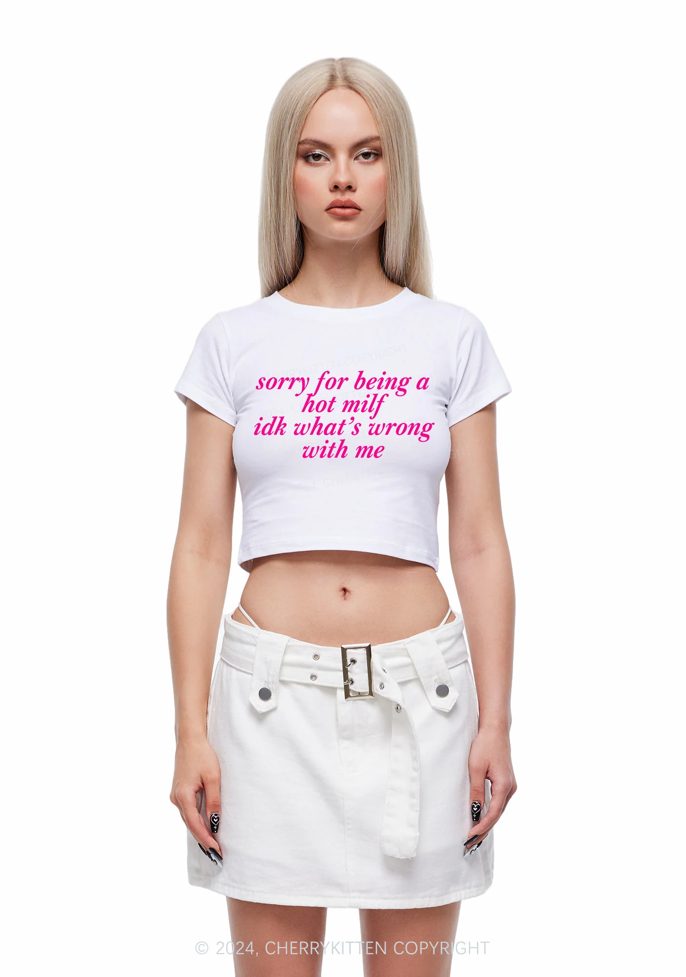 Sorry For Being A Hot Mxxf Y2K Baby Tee Cherrykitten - Image 2