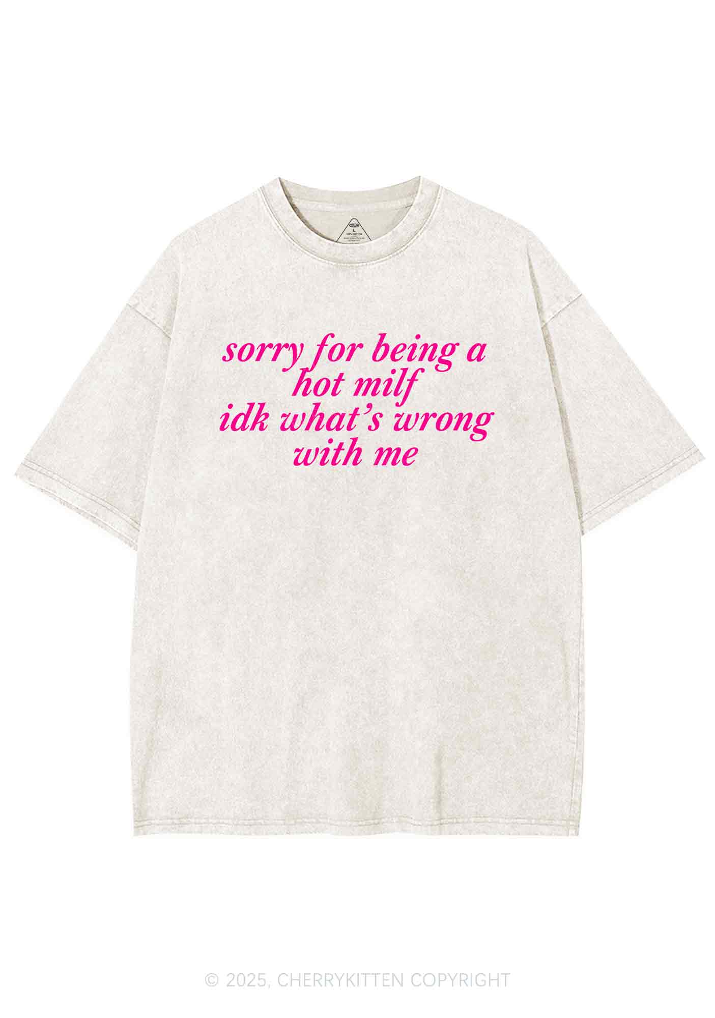 Sorry For Being A Hot Mxxf Y2K Washed Tee Cherrykitten - Image 5