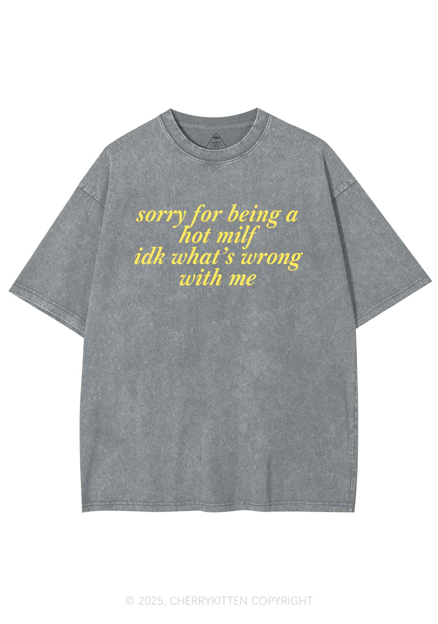 Sorry For Being A Hot Mxxf Y2K Washed Tee Cherrykitten - Image 7