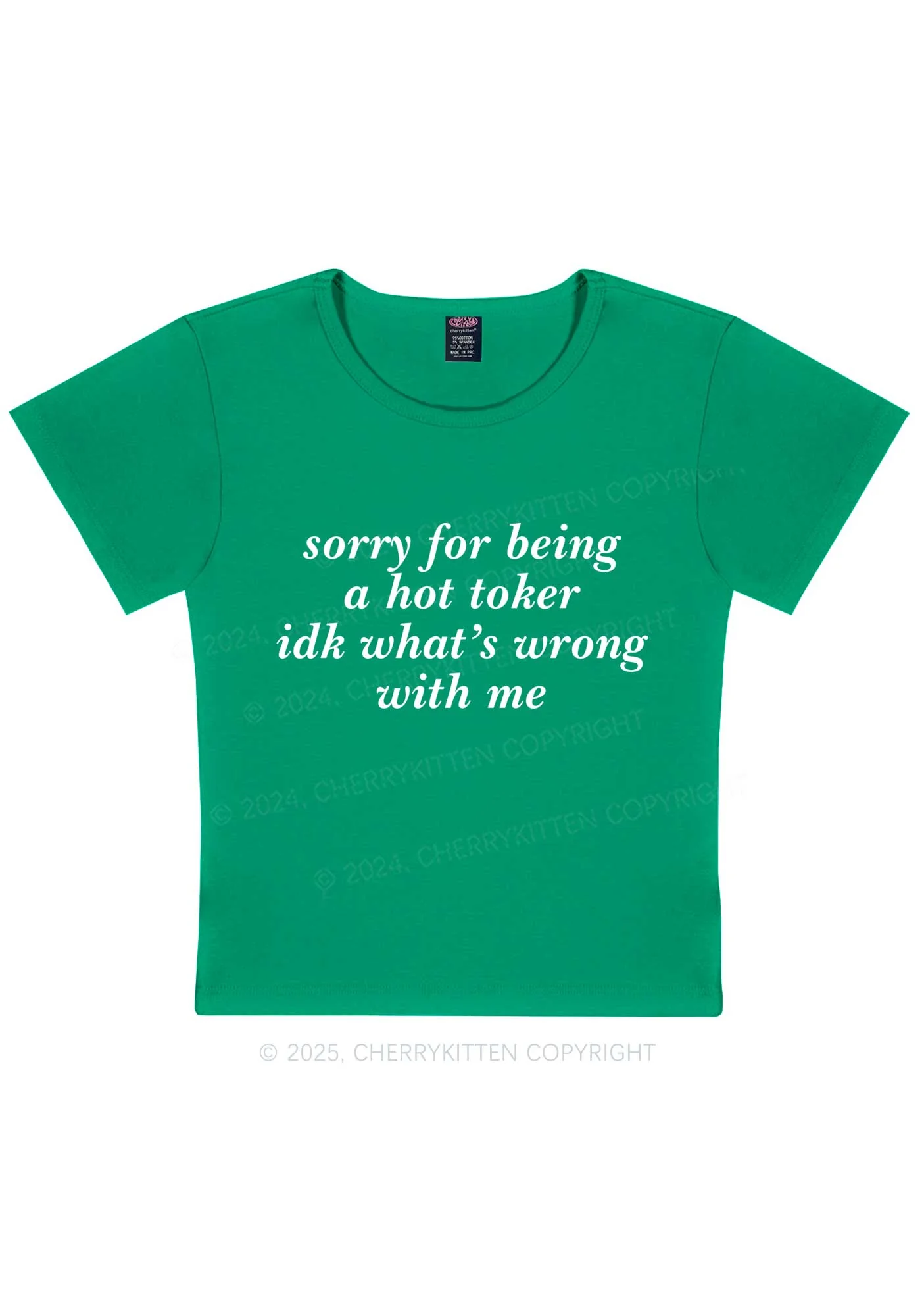 Sorry For Being A Hot Toker Y2K Baby Tee Cherrykitten - Image 10
