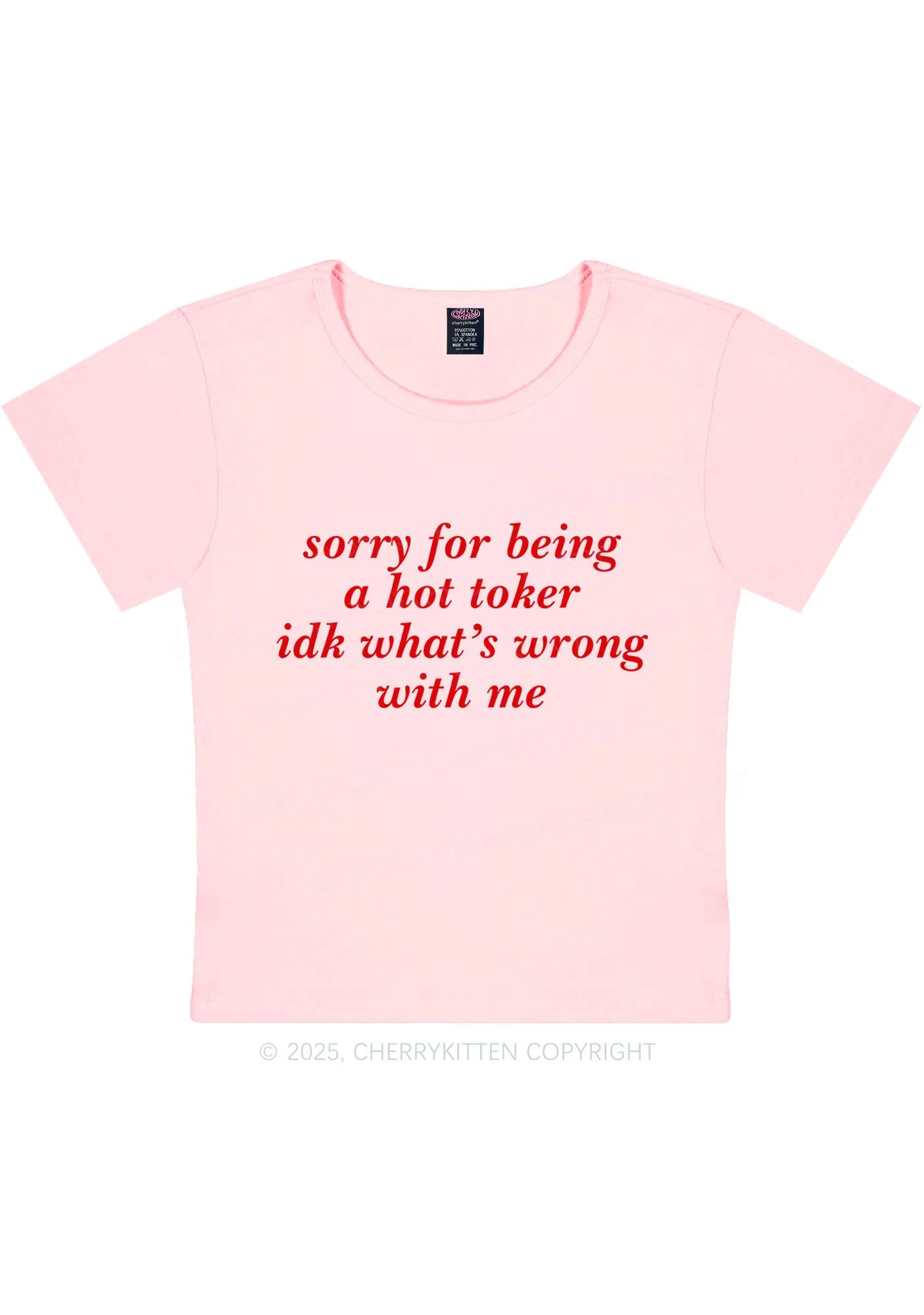 Sorry For Being A Hot Toker Y2K Baby Tee Cherrykitten - Image 11