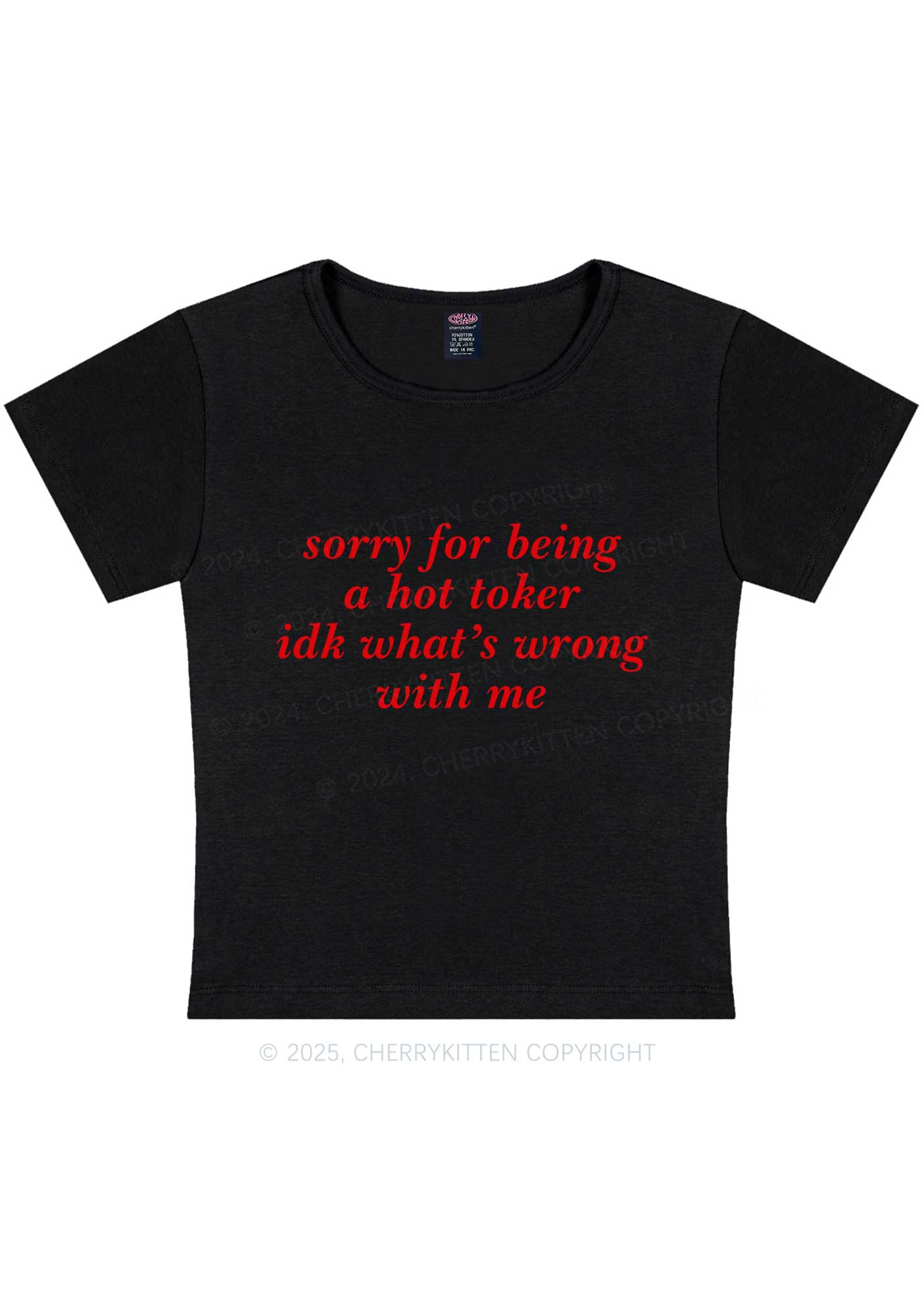 Sorry For Being A Hot Toker Y2K Baby Tee Cherrykitten - Image 3
