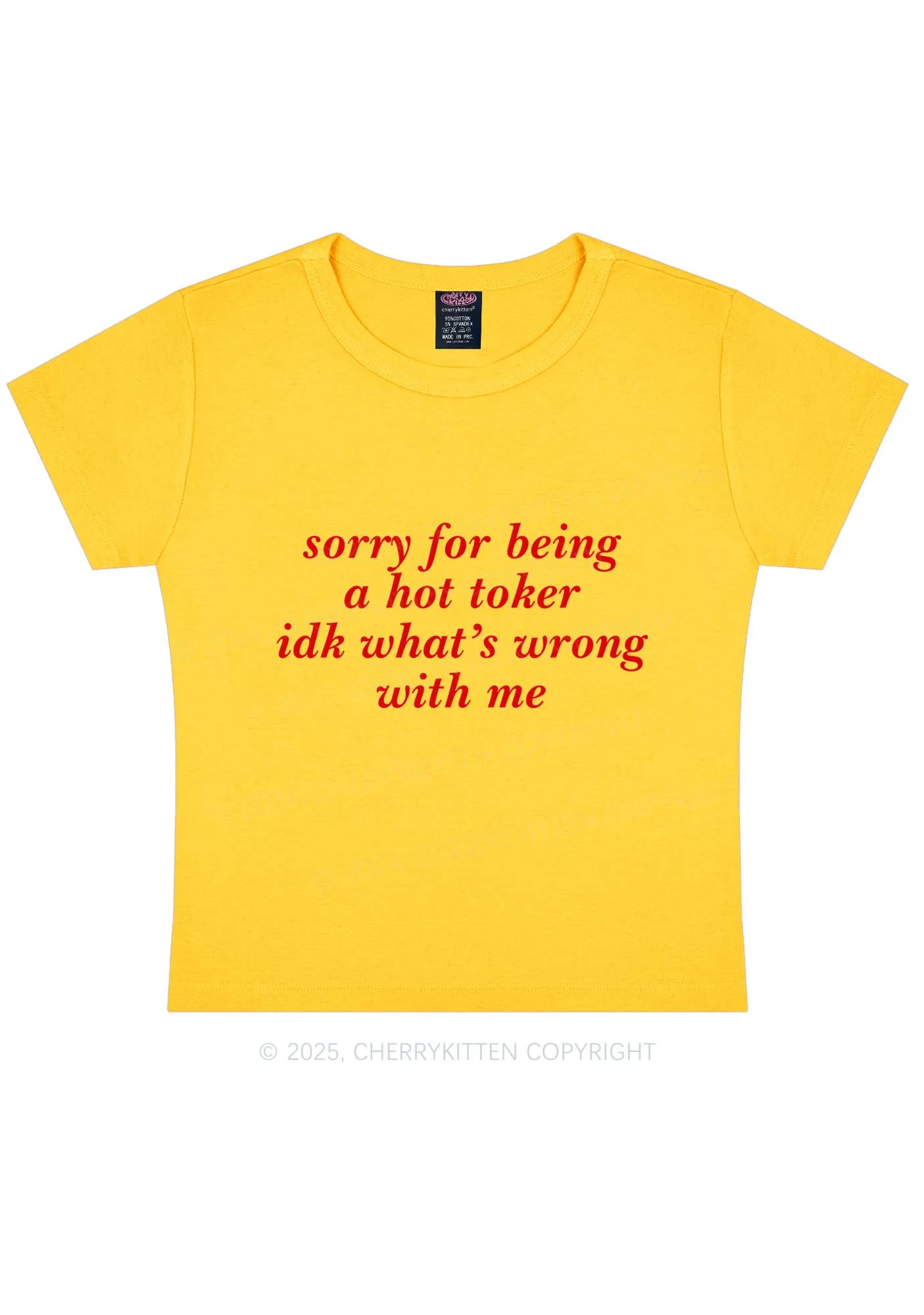Sorry For Being A Hot Toker Y2K Baby Tee Cherrykitten - Image 4