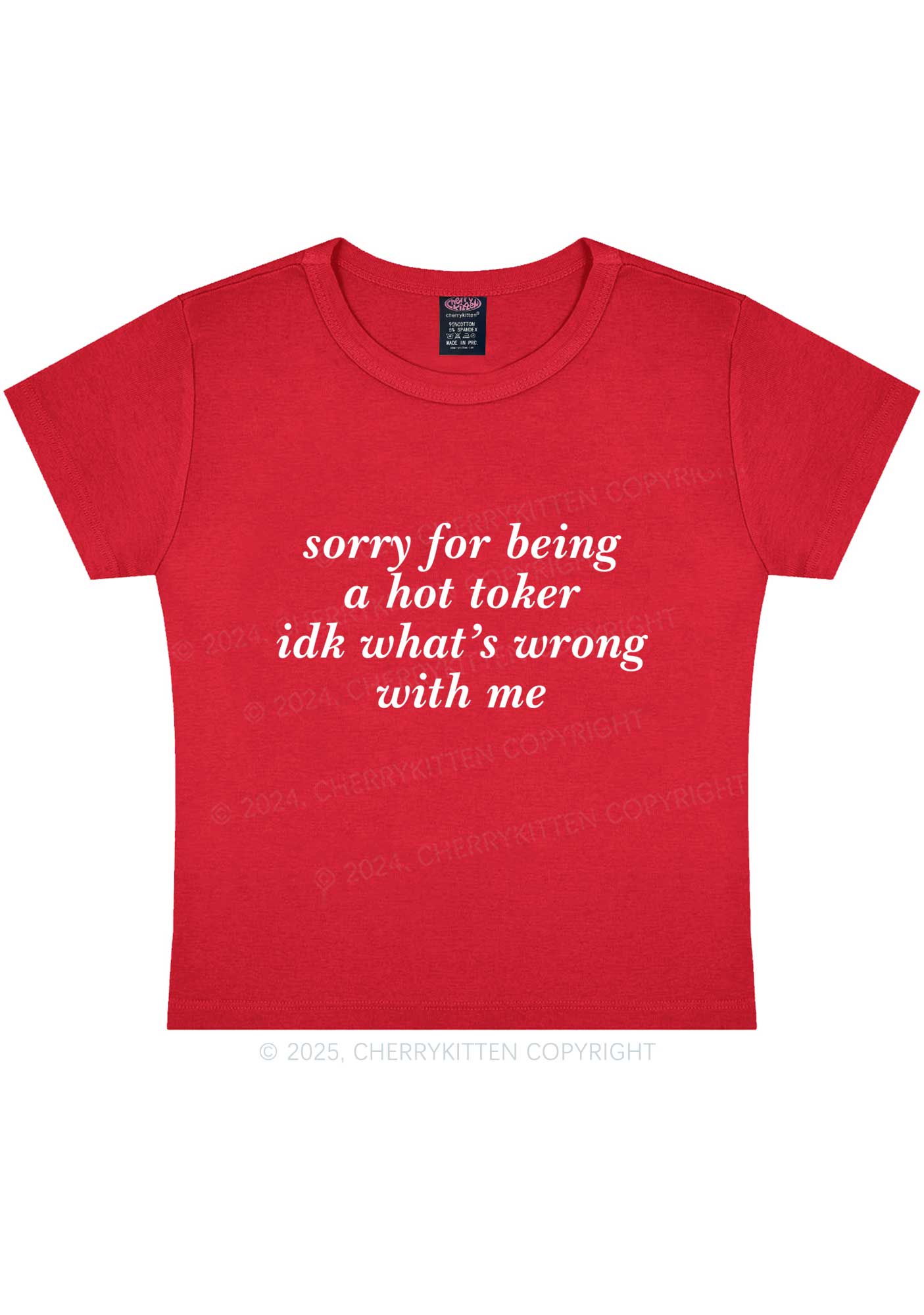 Sorry For Being A Hot Toker Y2K Baby Tee Cherrykitten - Image 5