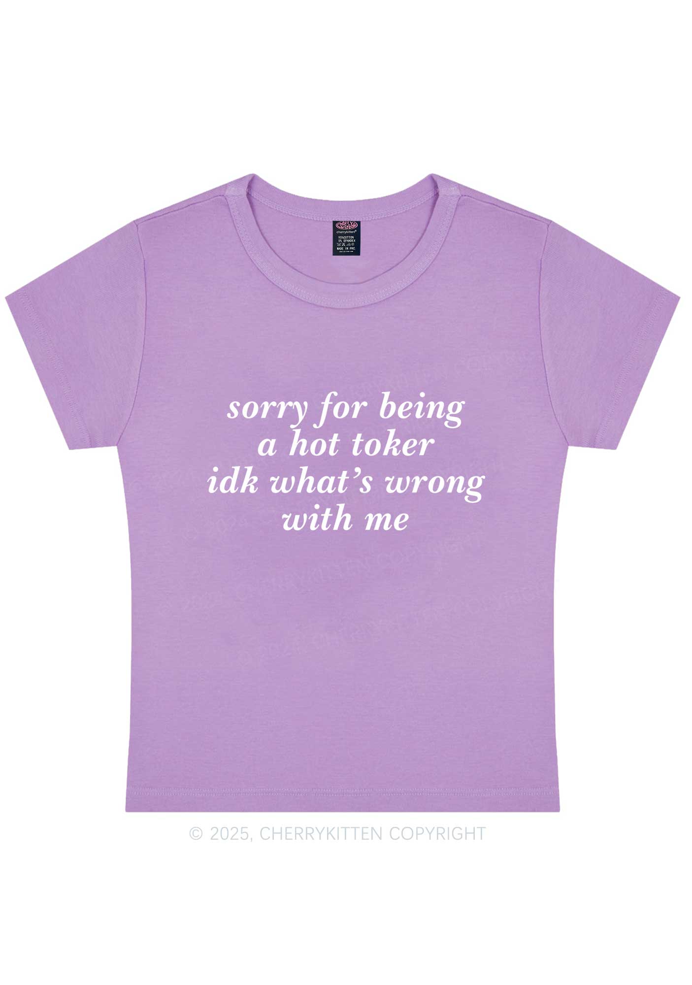 Sorry For Being A Hot Toker Y2K Baby Tee Cherrykitten - Image 7