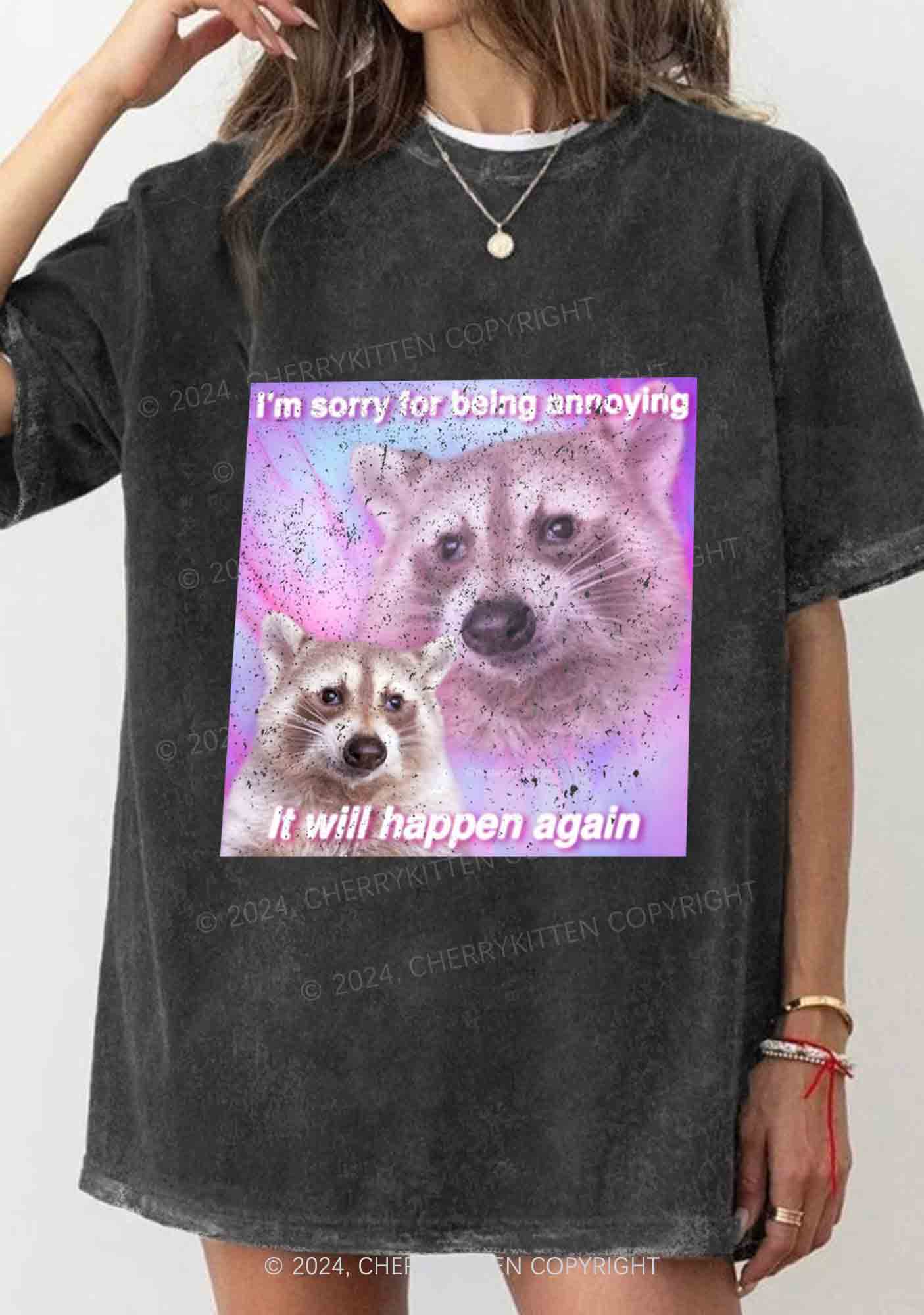 Sorry For Being Annoying Y2K Washed Tee Cherrykitten - Image 2